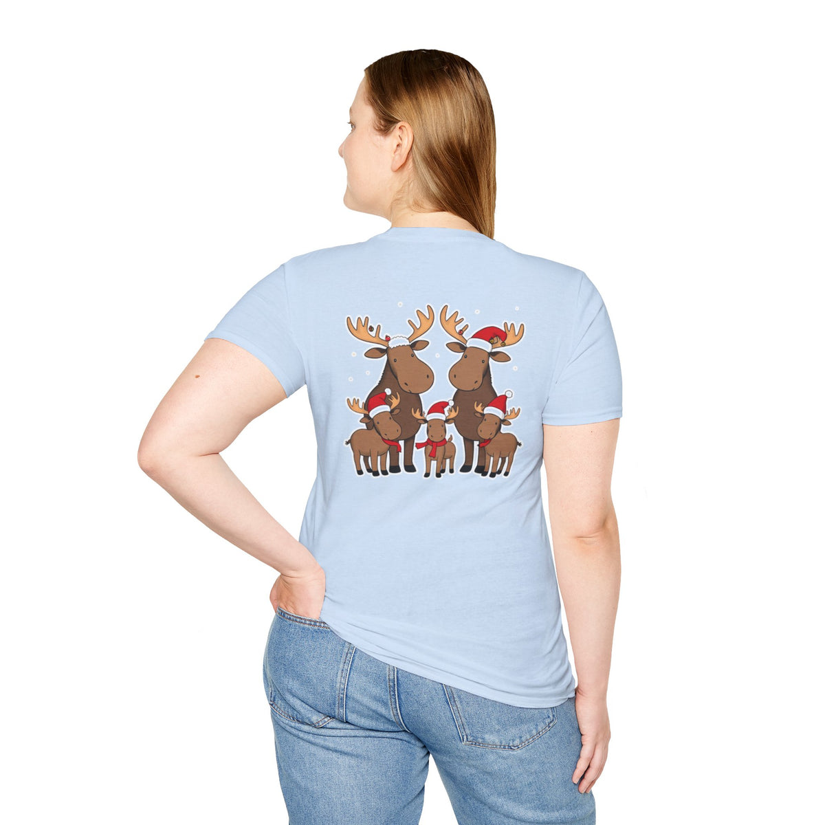 Christmas Moose Family T-Shirt | Cute Cartoon Holiday Design Unique Holiday Gift Shirt