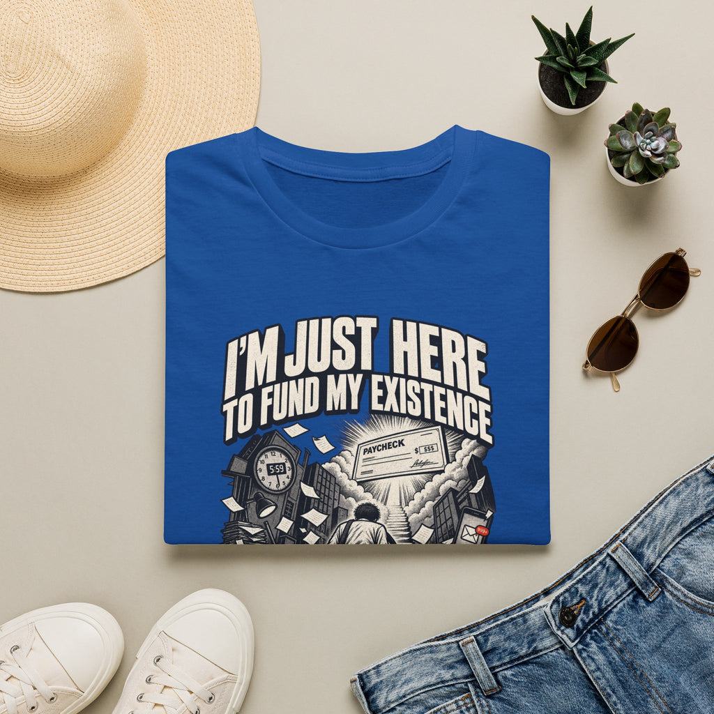 Funny Dark Humor Tshirt — Funny Office Tshirt Dark Humor Graphic Tee Unique Coworker Gift I'M JUST HERE TO FUND MY EXISTENCE Shirt
