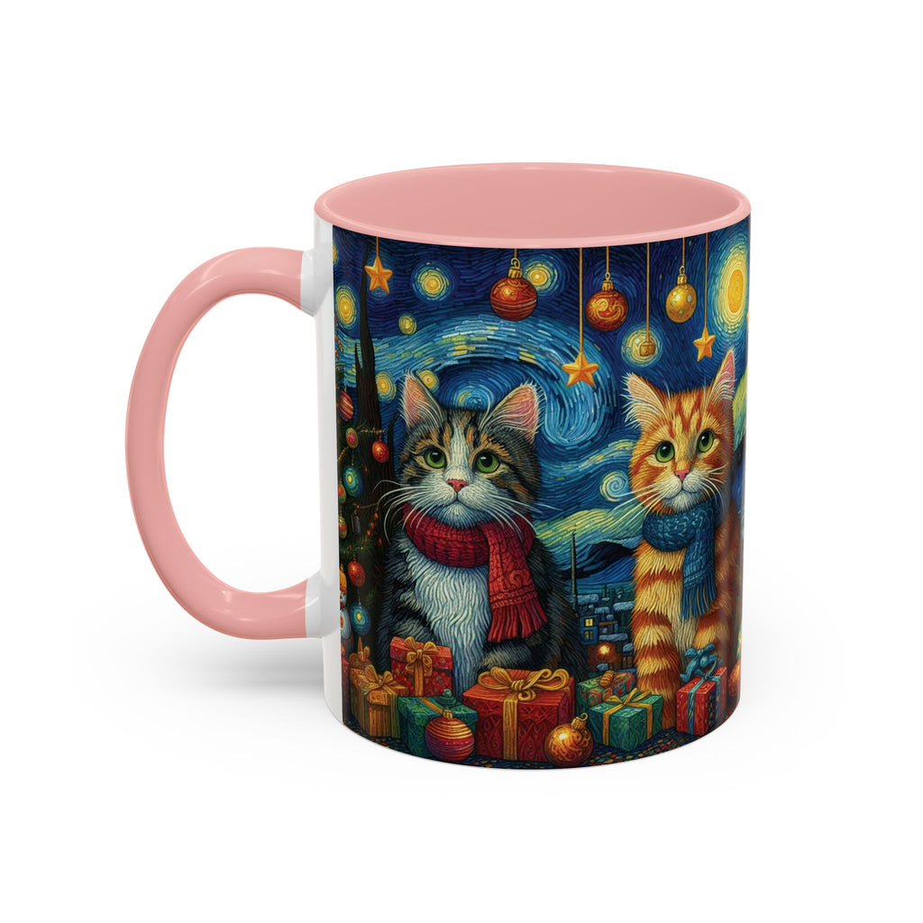 Christmas Mug Cats Mug Mom Van Gogh Art Funny Coffee Tea Ceramic Mug Cup Pink