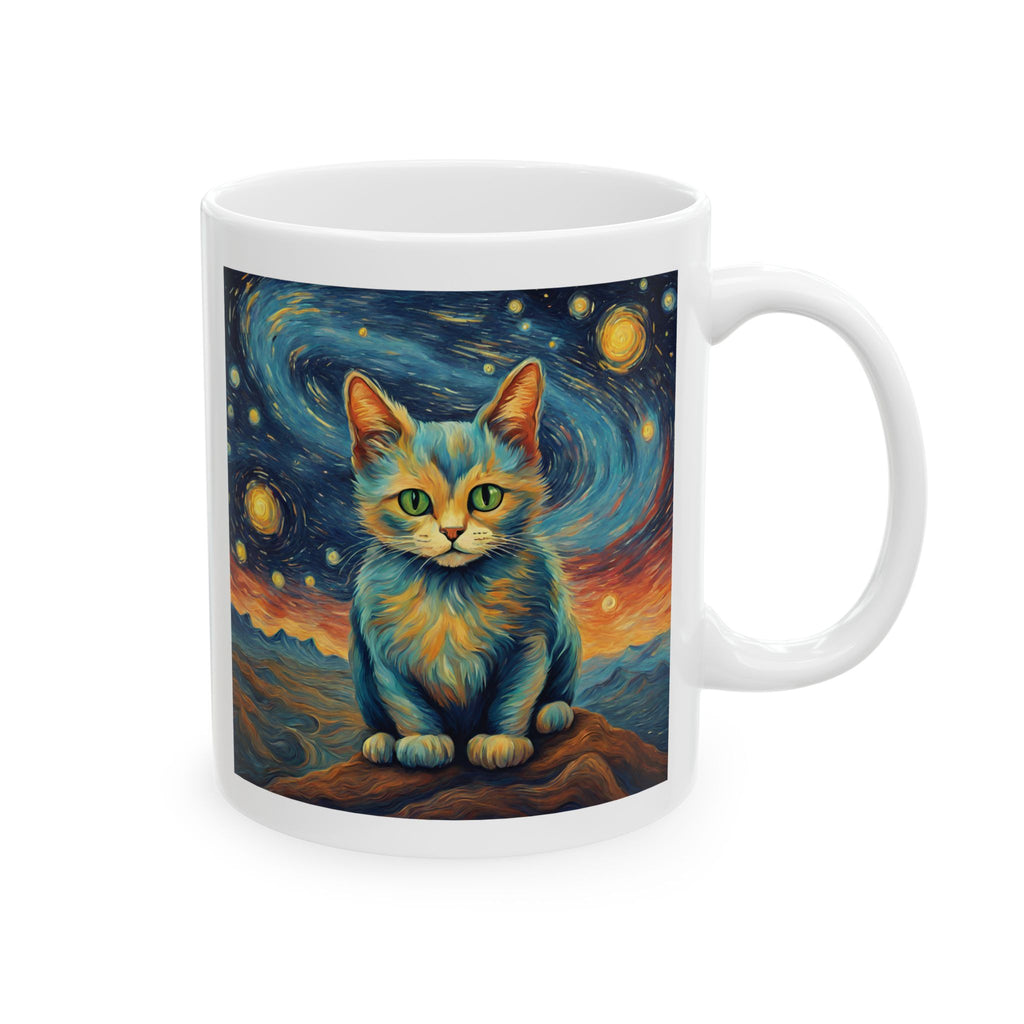 Cat For Mom Lover Van Gogh Art Funny Coffee Tea Ceramic Mug Office Work Cup Gift