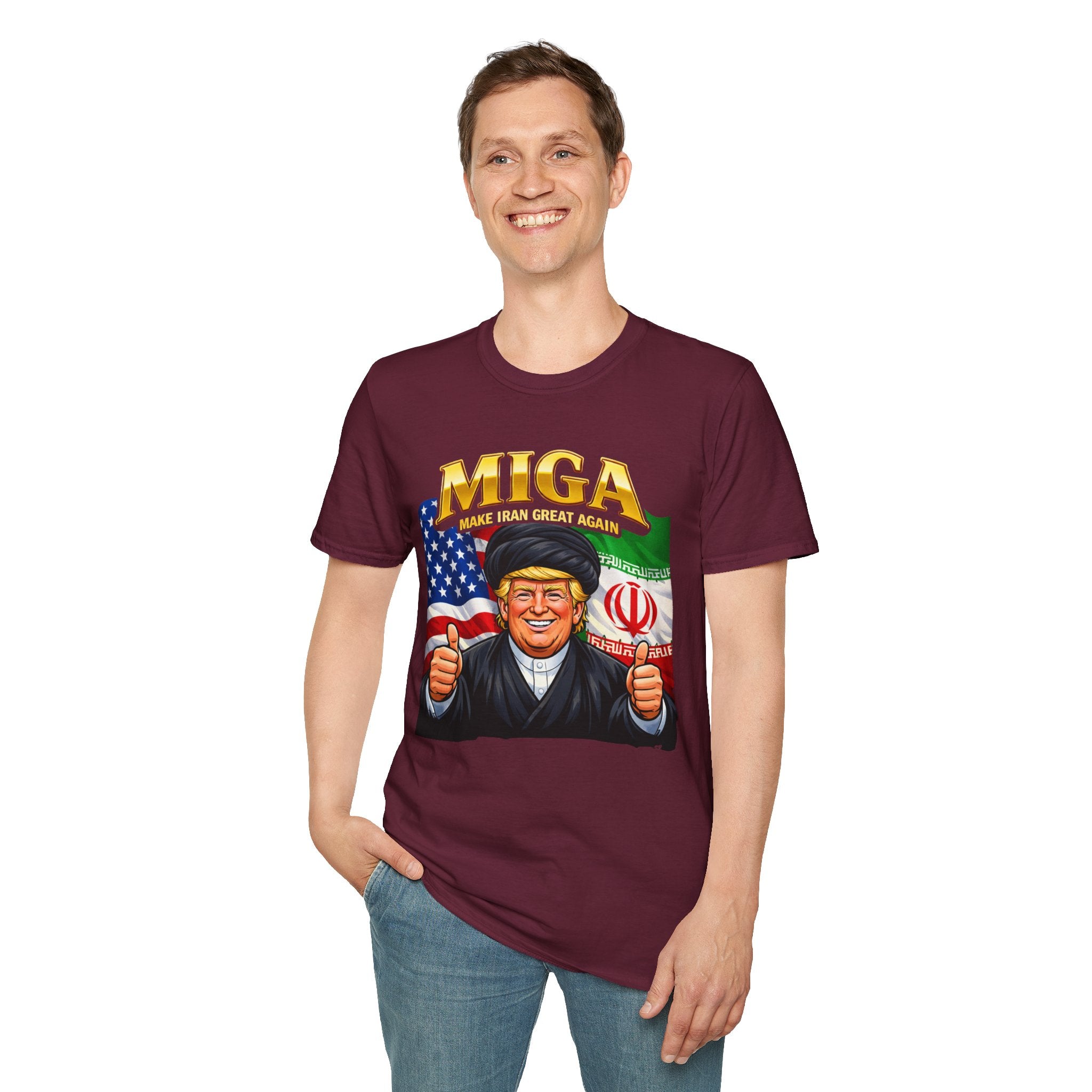 Funny Trump Iranian Flag Shirt Make Iran Great Again MIGA Softstyle T-Shirt Best