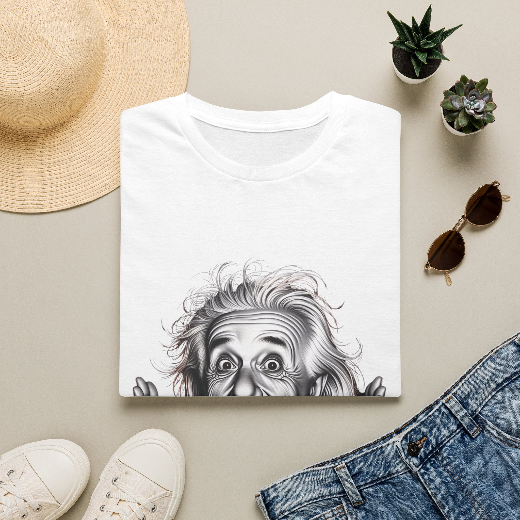 Funny Albert Einstein Print T-Shirt Unisex Softstyle T-Shirt Cotton Unique Gift