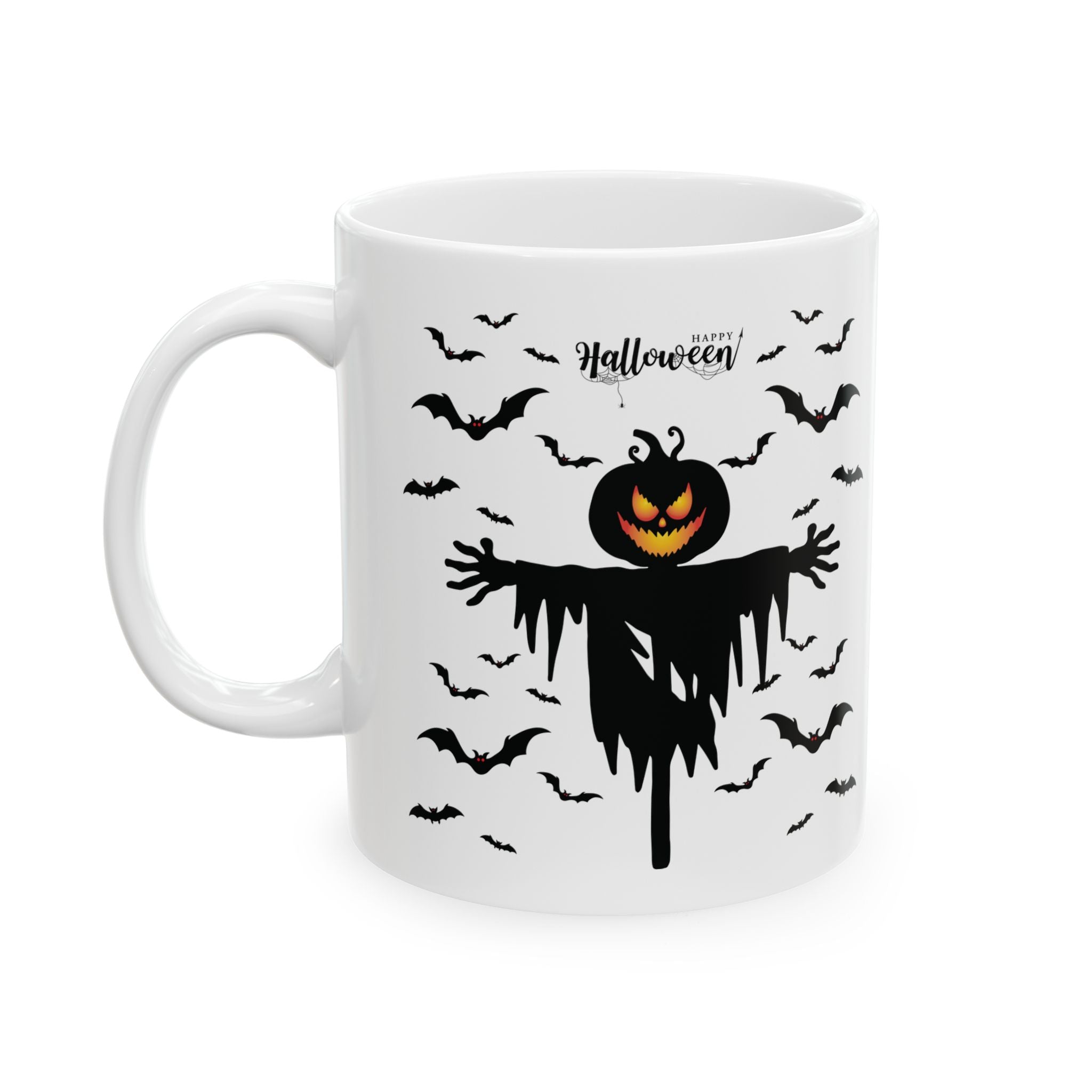 Smiling Halloween Pumpkin Spooky Bats Happy Holiday Funny Coffee Mug Gift 11oz