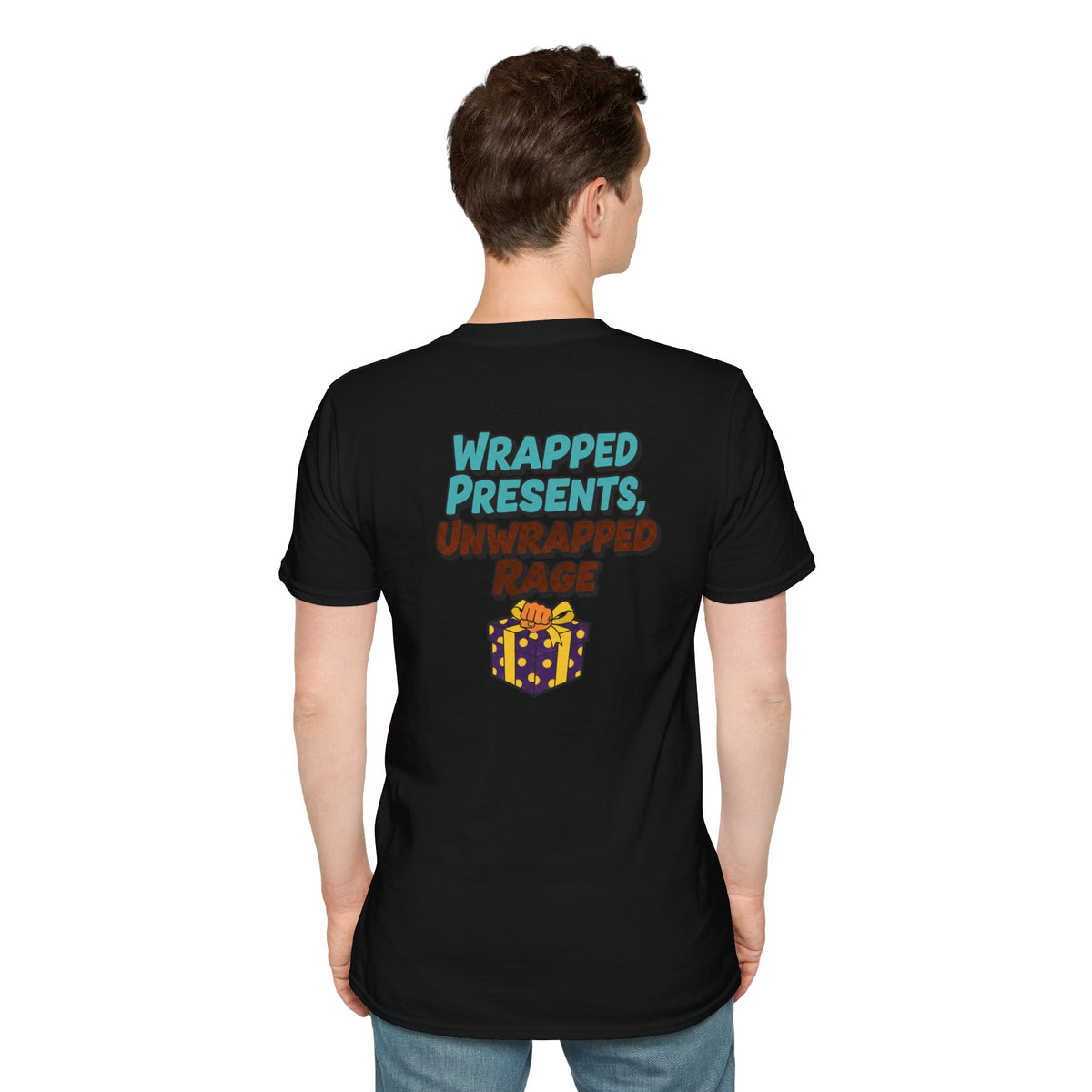 Dark Humor Christmas Shirt Wrapped Presents Unwrapped Rage Funny Sarcastic Unisex Softstyle Tee Adult Christmas Gift