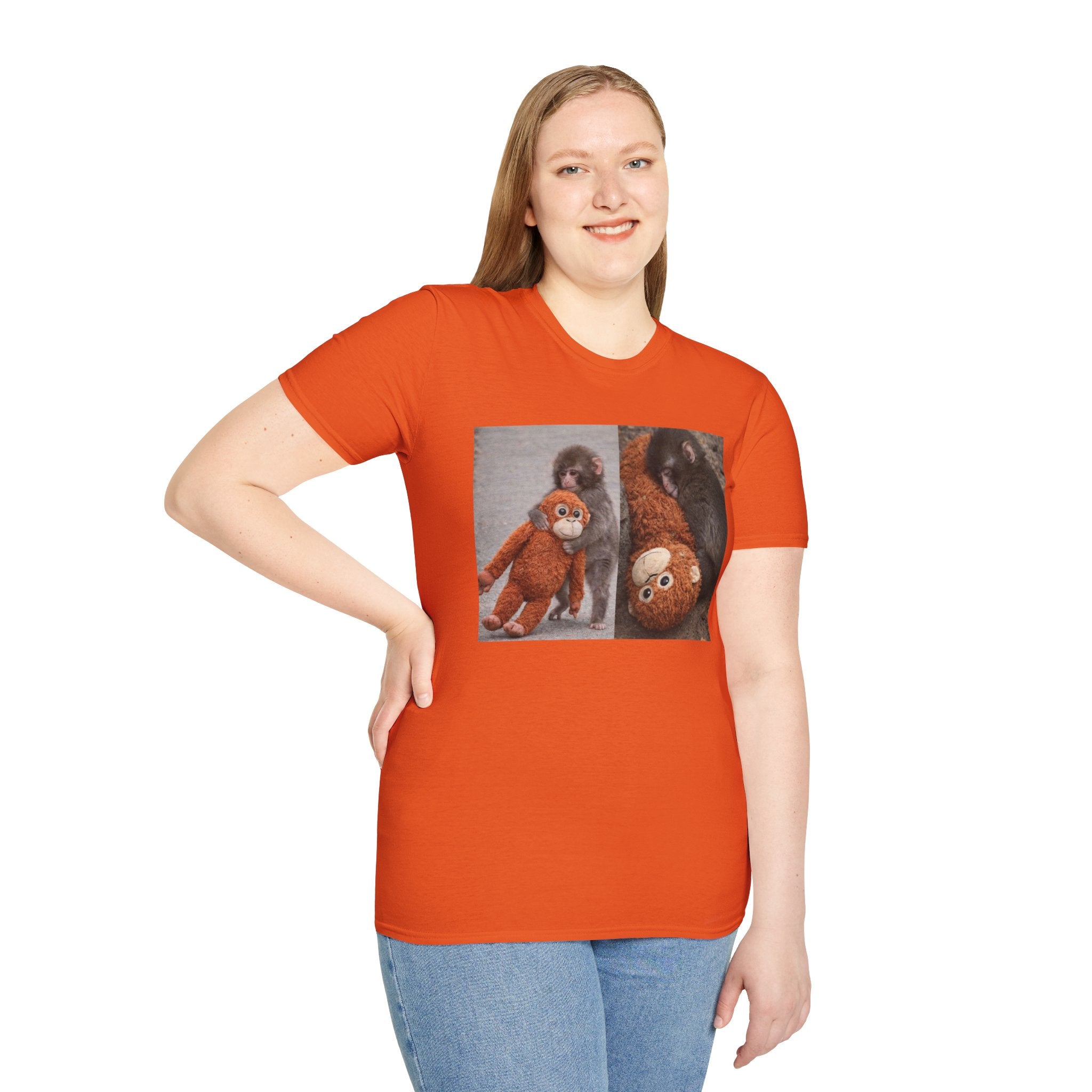 Funny Punch Monkey Viral Animal Tshirt Cute Trendy Unisex Softstyle T-Shirt Gift