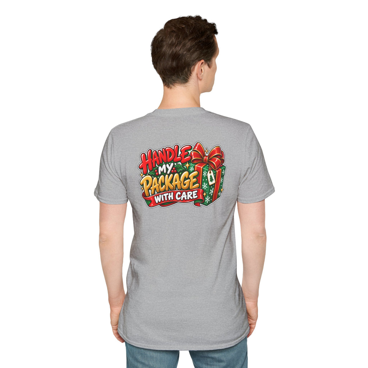 Funny Christmas Pun Tee Cheeky Holiday Shirt Dark Humor Funny Shirt HANDLE MY PACKAGE WITH CARE T-Shirt Unique Gift