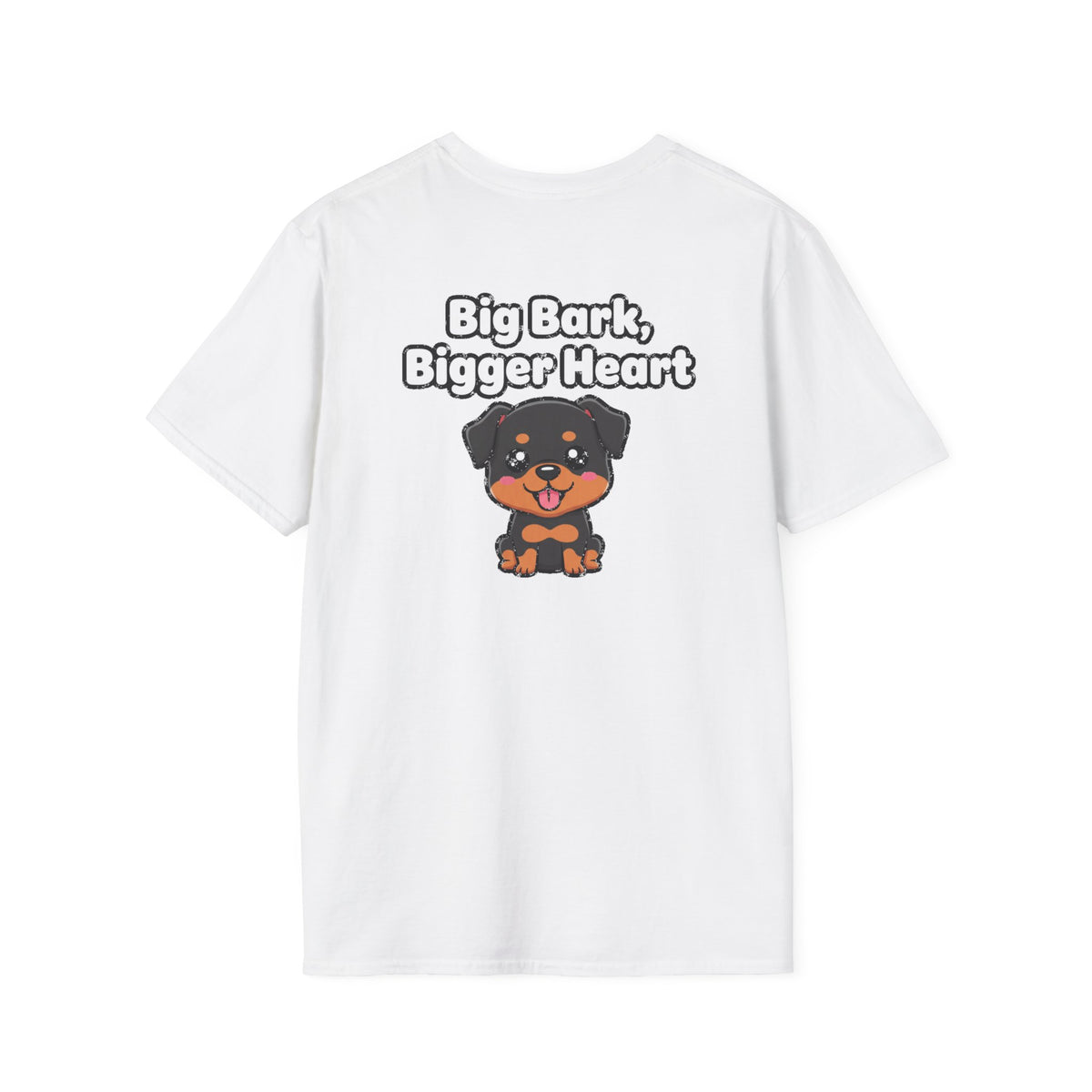Cute Rottweiler Shirt Big Bark, Bigger Heart Funny Dog Lover Unisex Softstyle Tee Gift