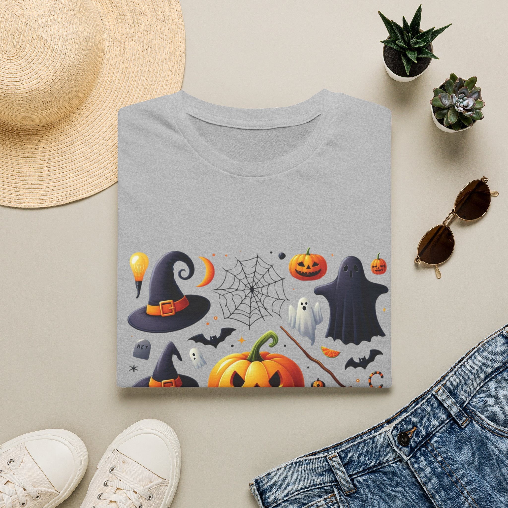 Halloween Pumpkin Face Funny Scary Mens Cotton T-Shirt Tee Top Unisex Women Gift