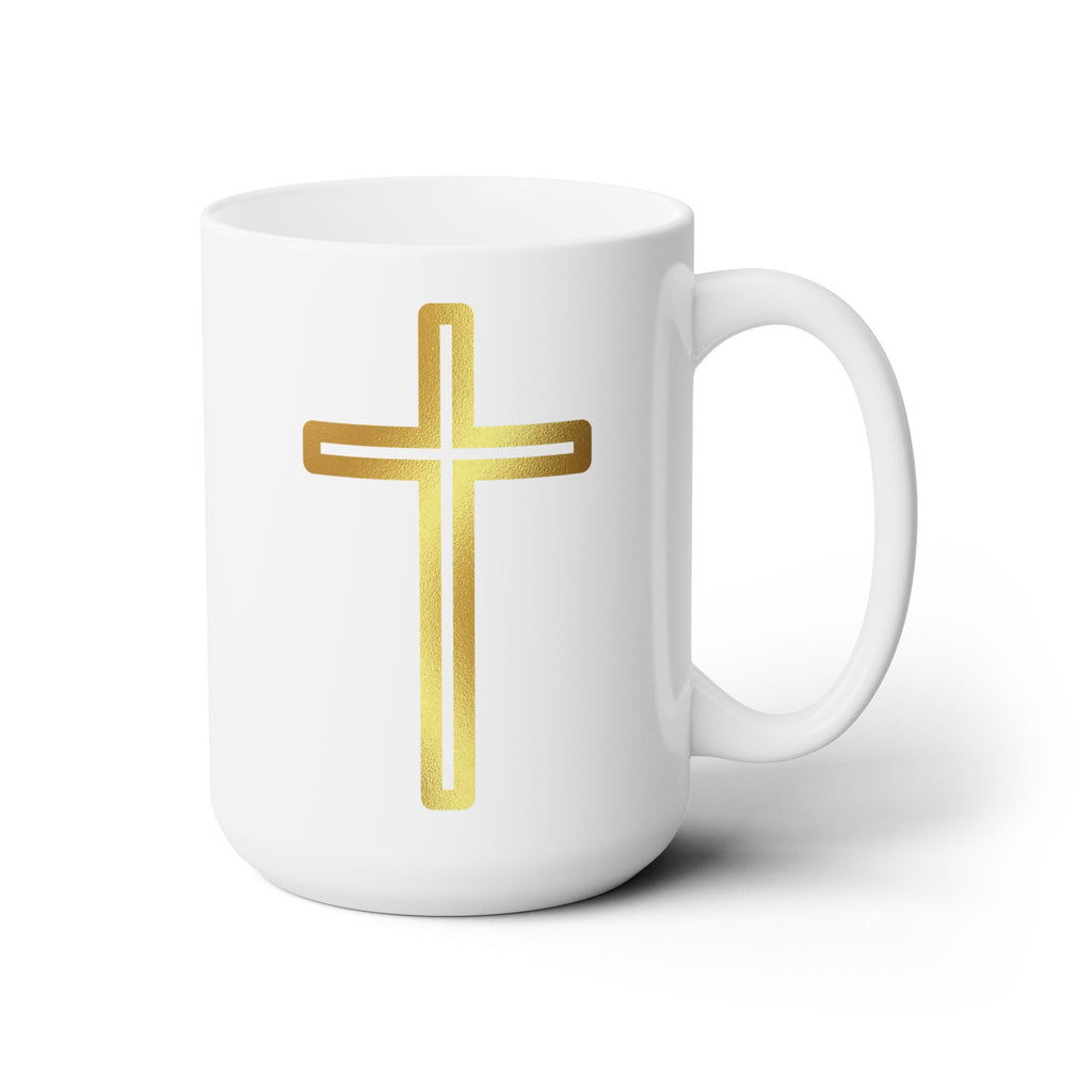 Golden Jesus Cross Christianity Coffee Tea Mug Gift Home Anniversary Love 15oz