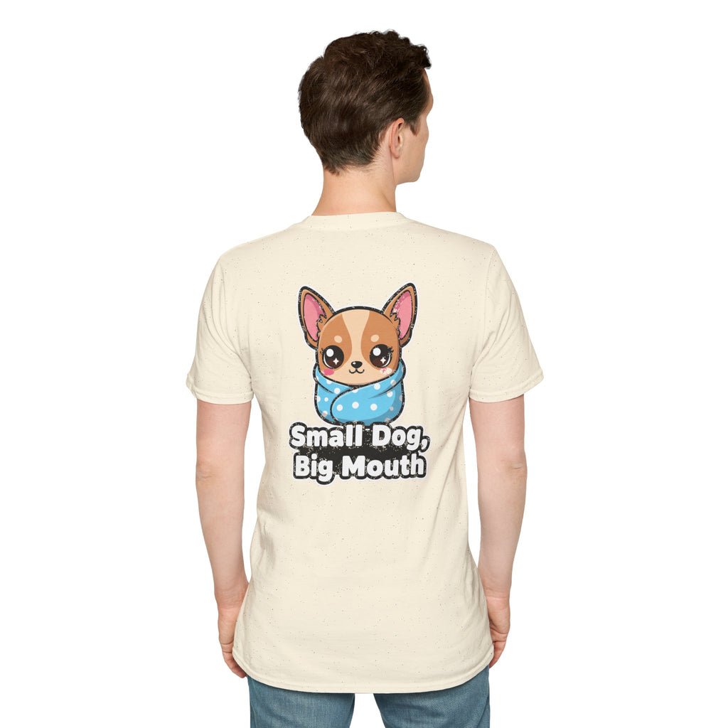 Cute Chihuahua Shirt Small Dog, Big Mouth Funny Dog Lover Unisex Softstyle Tee Gift