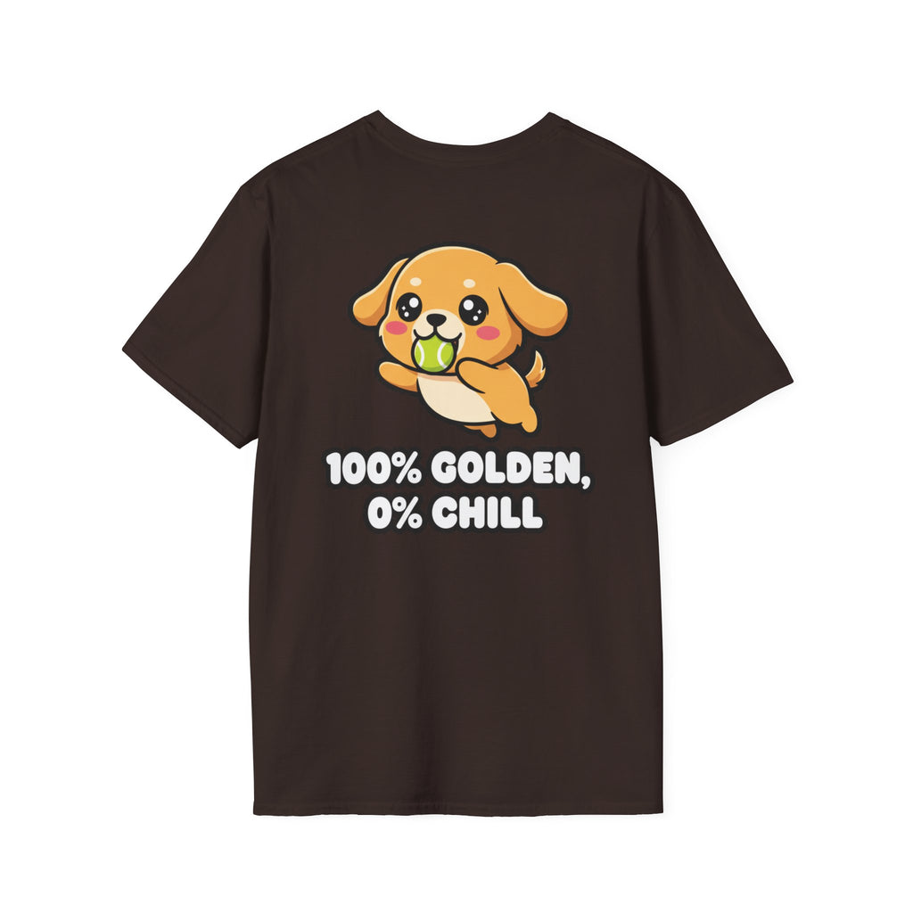 Cute Golden Retriever Shirt 100% Golden, 0% Chill Funny Dog Lover Unisex Softstyle Tee Gift
