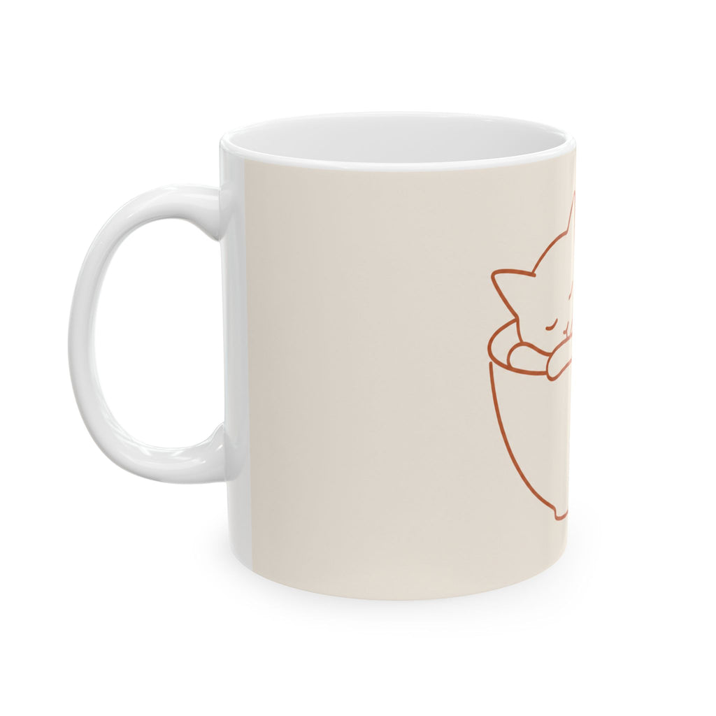 Cat Mom Coffee Mug Minimalist Line Art Cat Lover Gift Ceramic Cup 11oz Tea Cup Animal Lover Mothers Best Gift