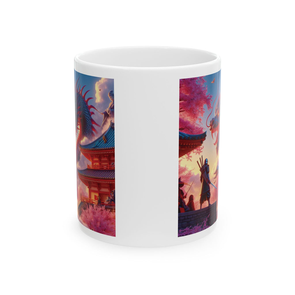 Japan Samurai Mug Dragon Sakura Flower Tea Coffee Cup Unique Gift Art Japanese 11oz