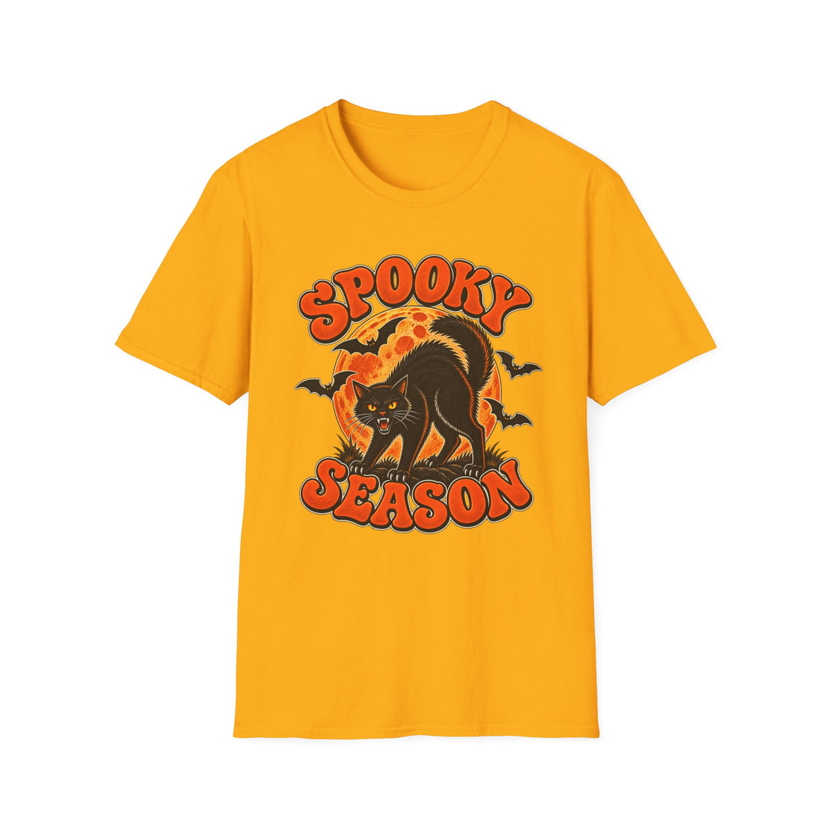 Retro Black Cat Halloween Shirt | Vintage Spooky Season Graphic Tee | Womens Halloween T-Shirt