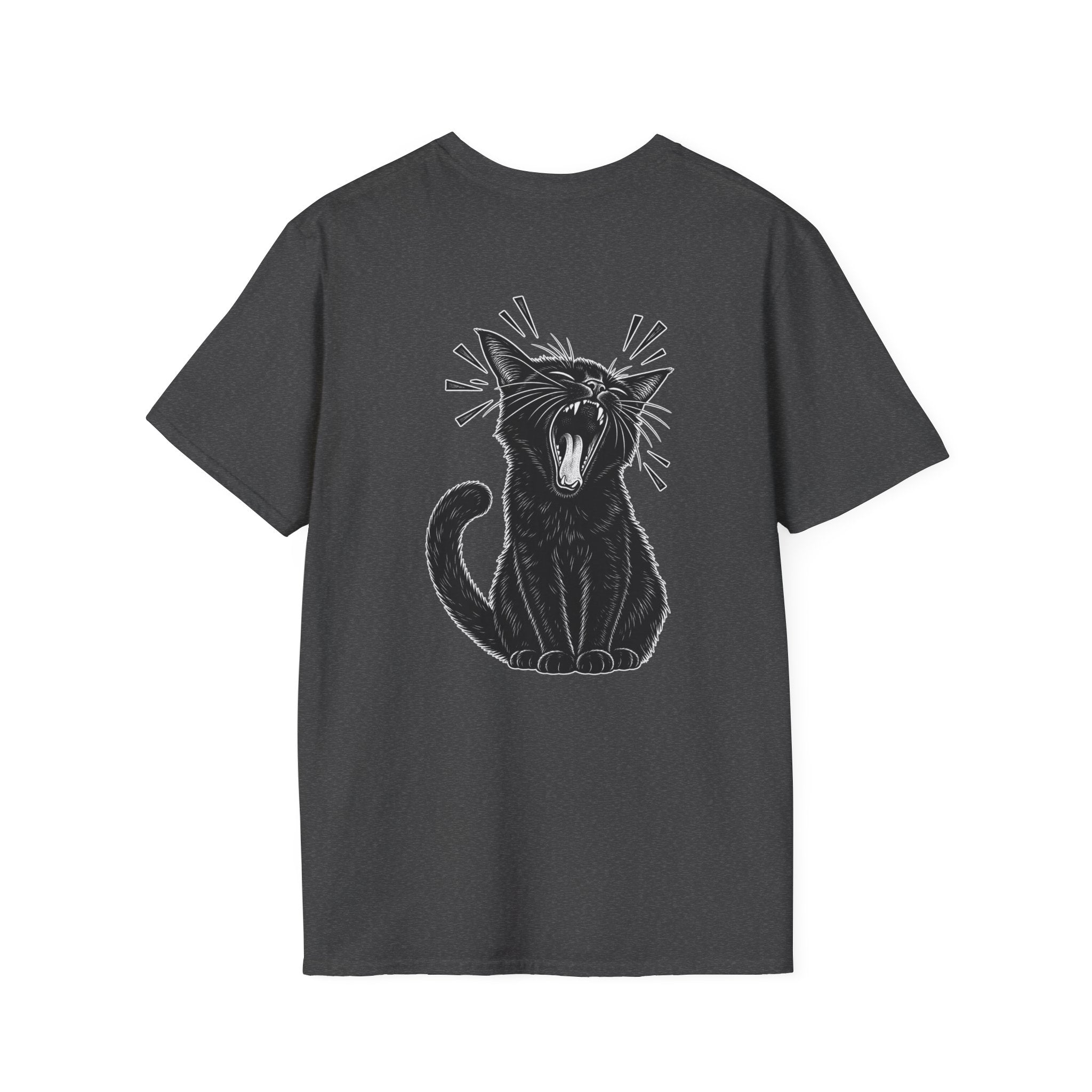 Black Cat Shirt Funny Yawn Comic Style Cat Lover Graphic Tee Unique Gift Black Cat T shirt
