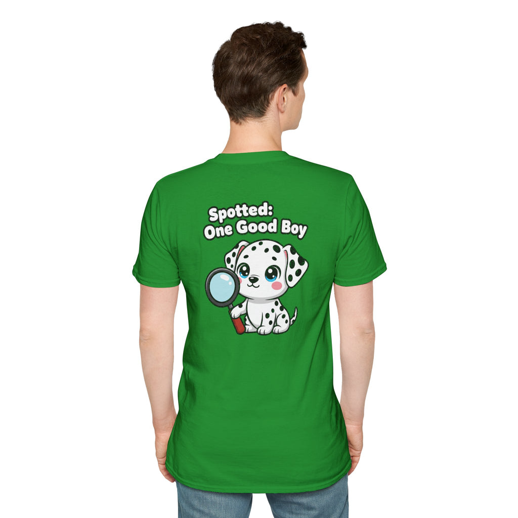 Cute Dalmatian Shirt Spotted: One Good Boy Funny Dog Lover Unisex Softstyle Tee Gift