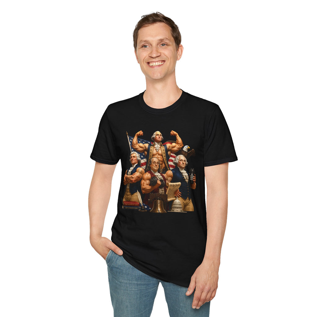 Funny USA Unisex Softstyle T-Shirt Giant Declaration Receipt Funny Patriotic T-Shirt United States of America Benjamin Franklin George Washington Tshirt