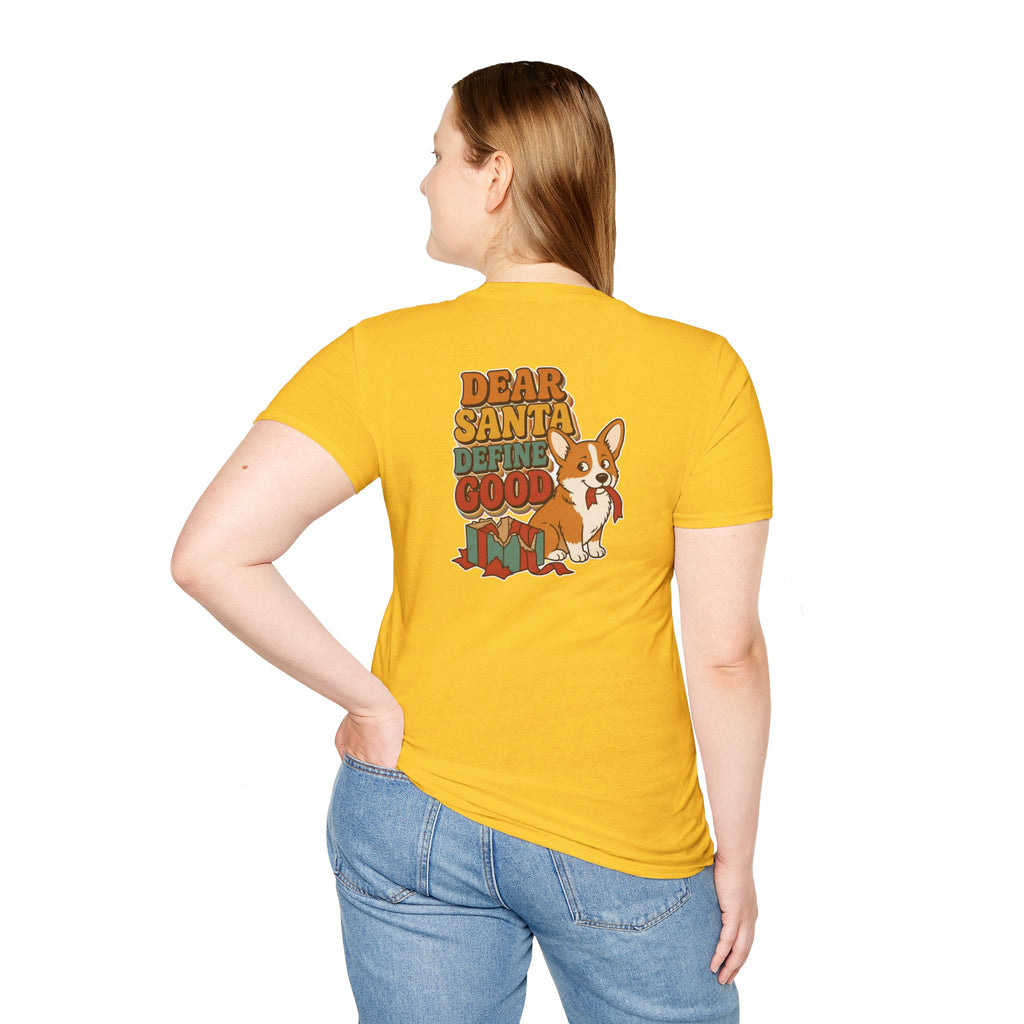 Retro Christmas Dog T-Shirt Dear Santa Define Good Vintage Dog Lover Shirt Unisex Softstyle Tee Christmas Gift