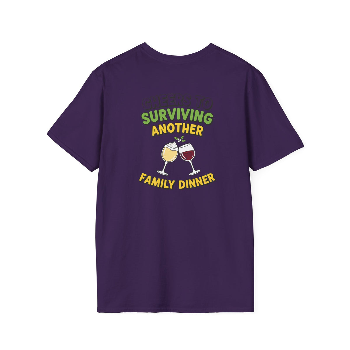 Dark Humor Christmas Shirt Cheers To Surviving Another Family Dinner Funny Sarcastic Unisex Softstyle Tee Adult Christmas Gift
