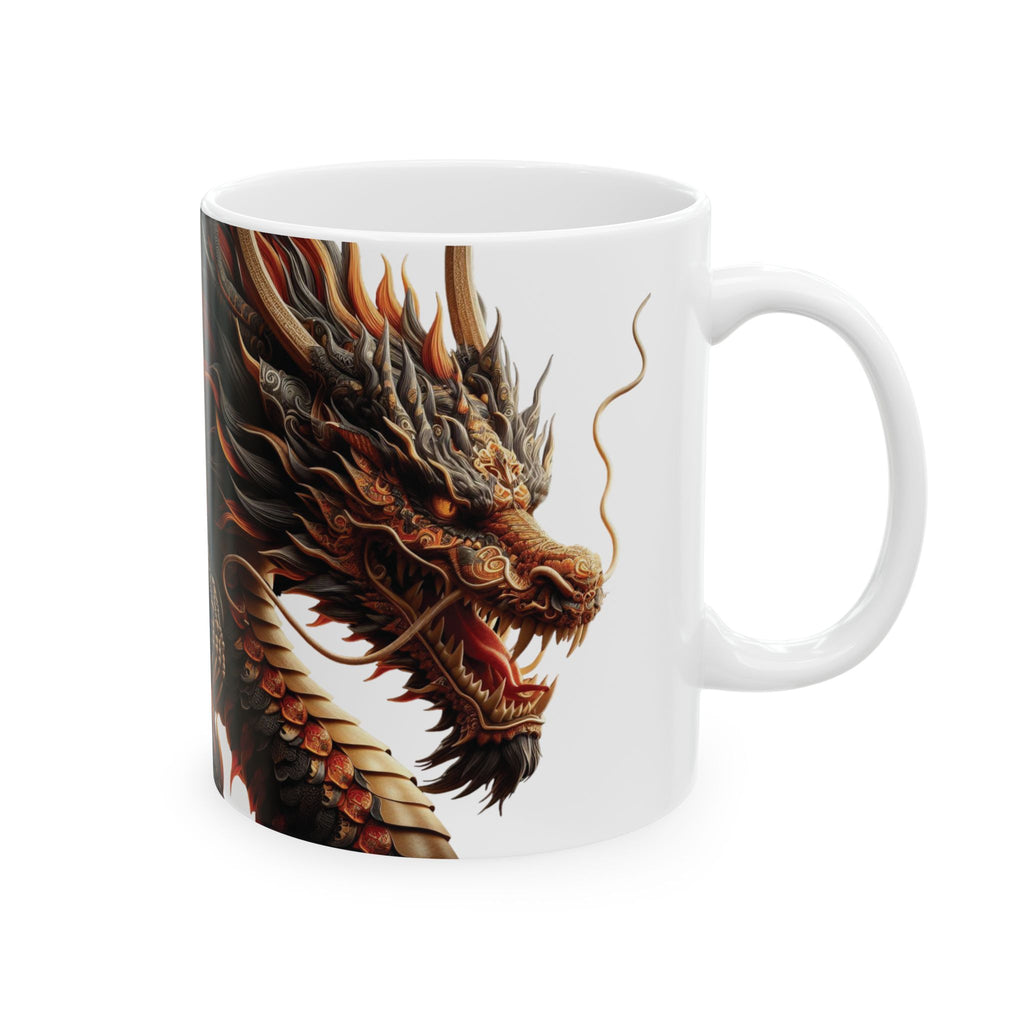 Japan Dragon Mug White Ceramic Tea Coffee Cup Unique Birthday Gift Animal Lover 11oz