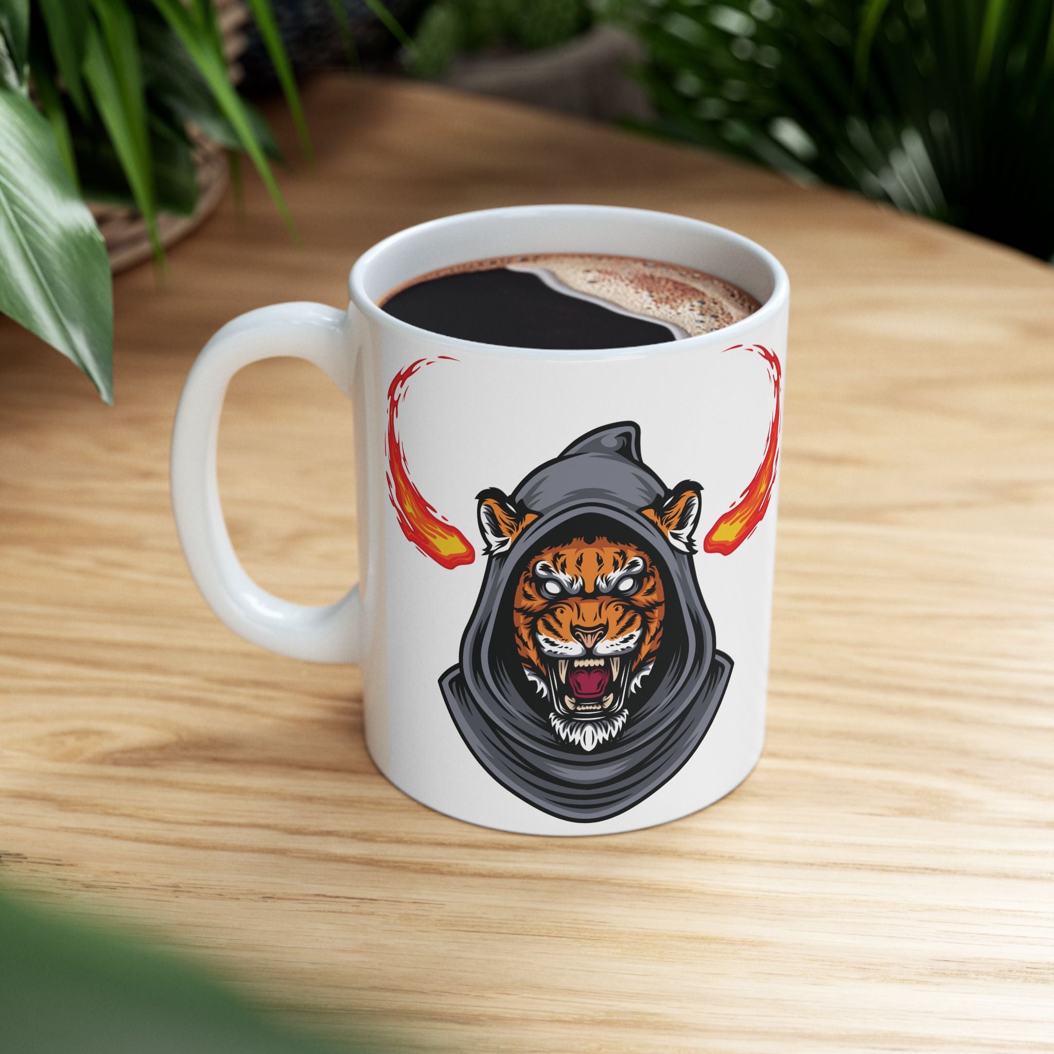Tiger Mug Shot Unique Funny Coffee Mug Ceramic Mug Tea Cup Hooded Cute Gift Art 11oz