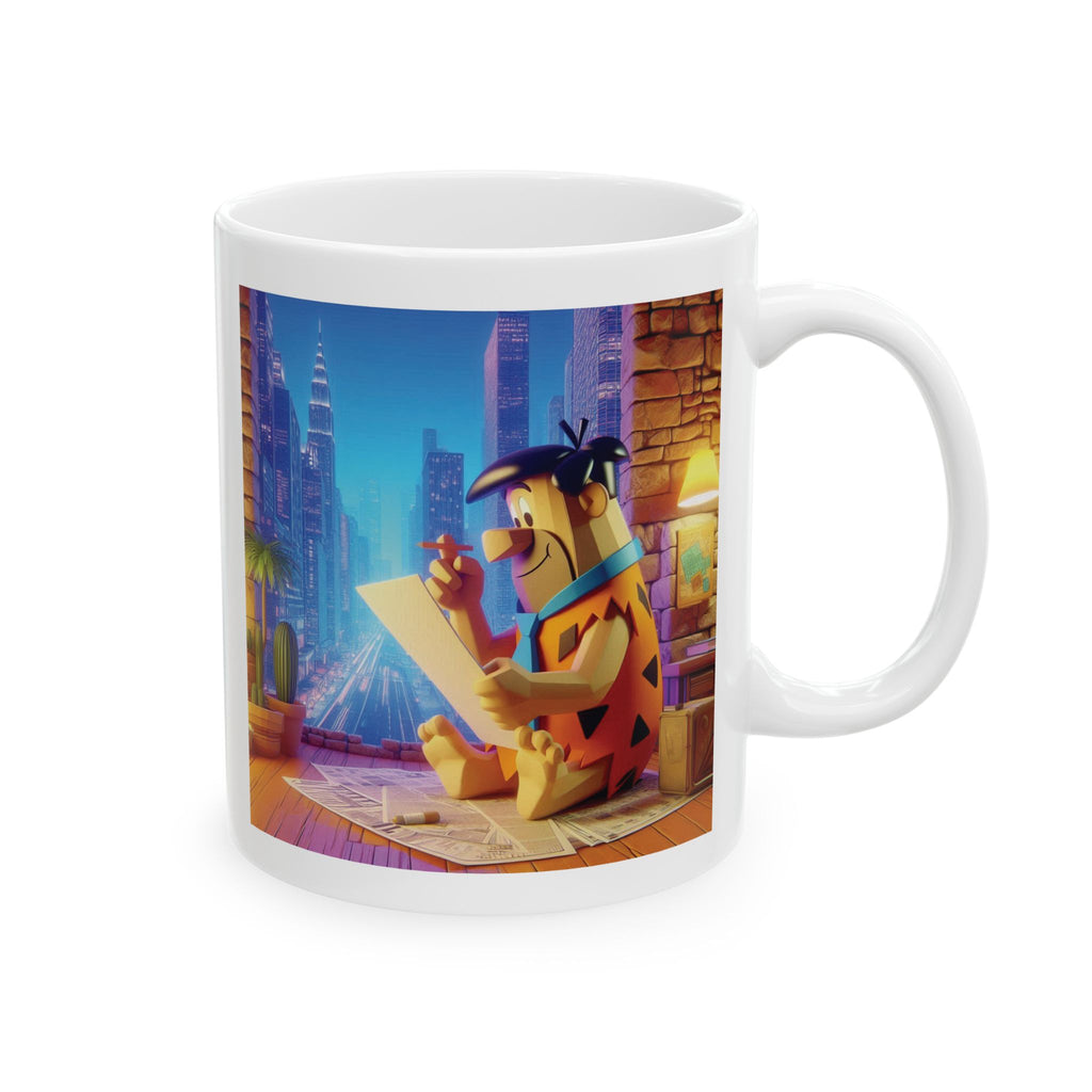 3D Fred Flintstone Mug in Tech Era in New York Ceramic Mug Coffee Cup Gift Kids 11oz