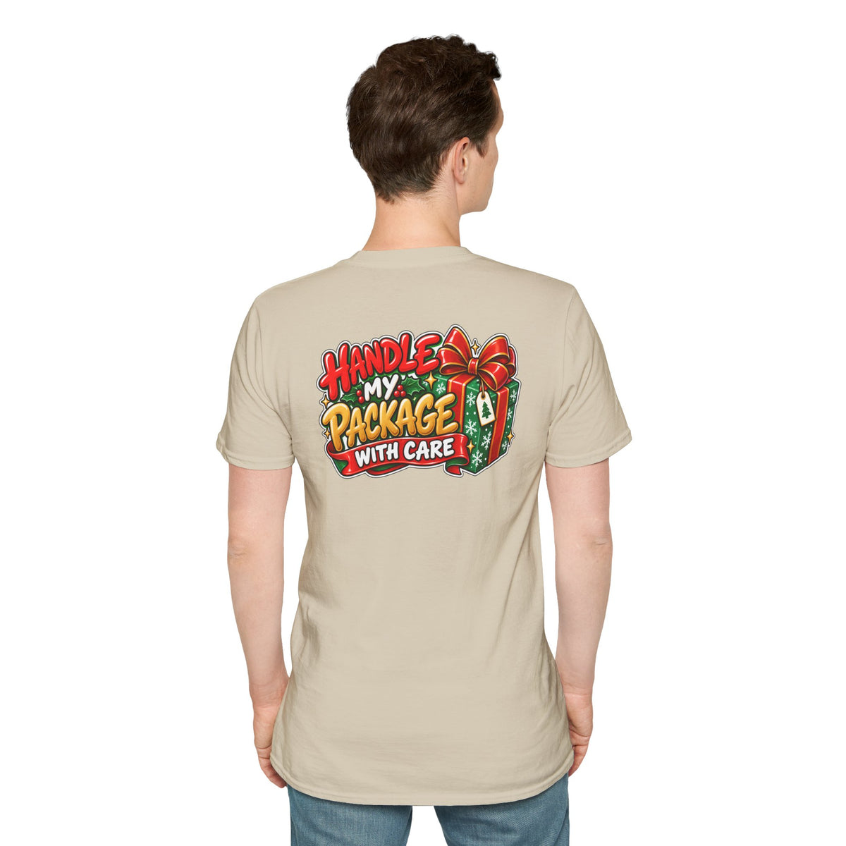Funny Christmas Pun Tee Cheeky Holiday Shirt Dark Humor Funny Shirt HANDLE MY PACKAGE WITH CARE T-Shirt Unique Gift