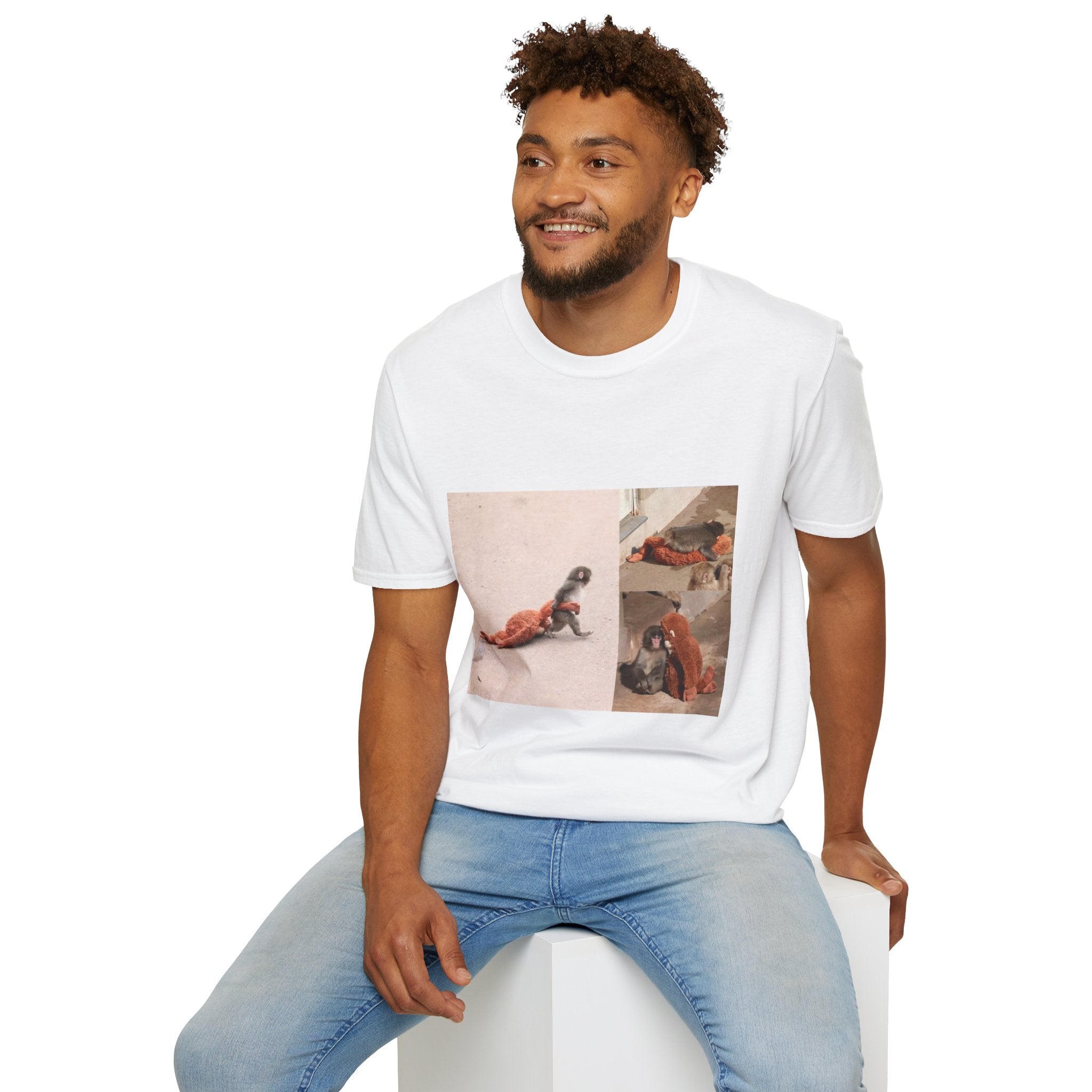 Funny Punch Monkey Viral Animal Tshirt Cute Trendy Unisex Softstyle T-Shirt Gift