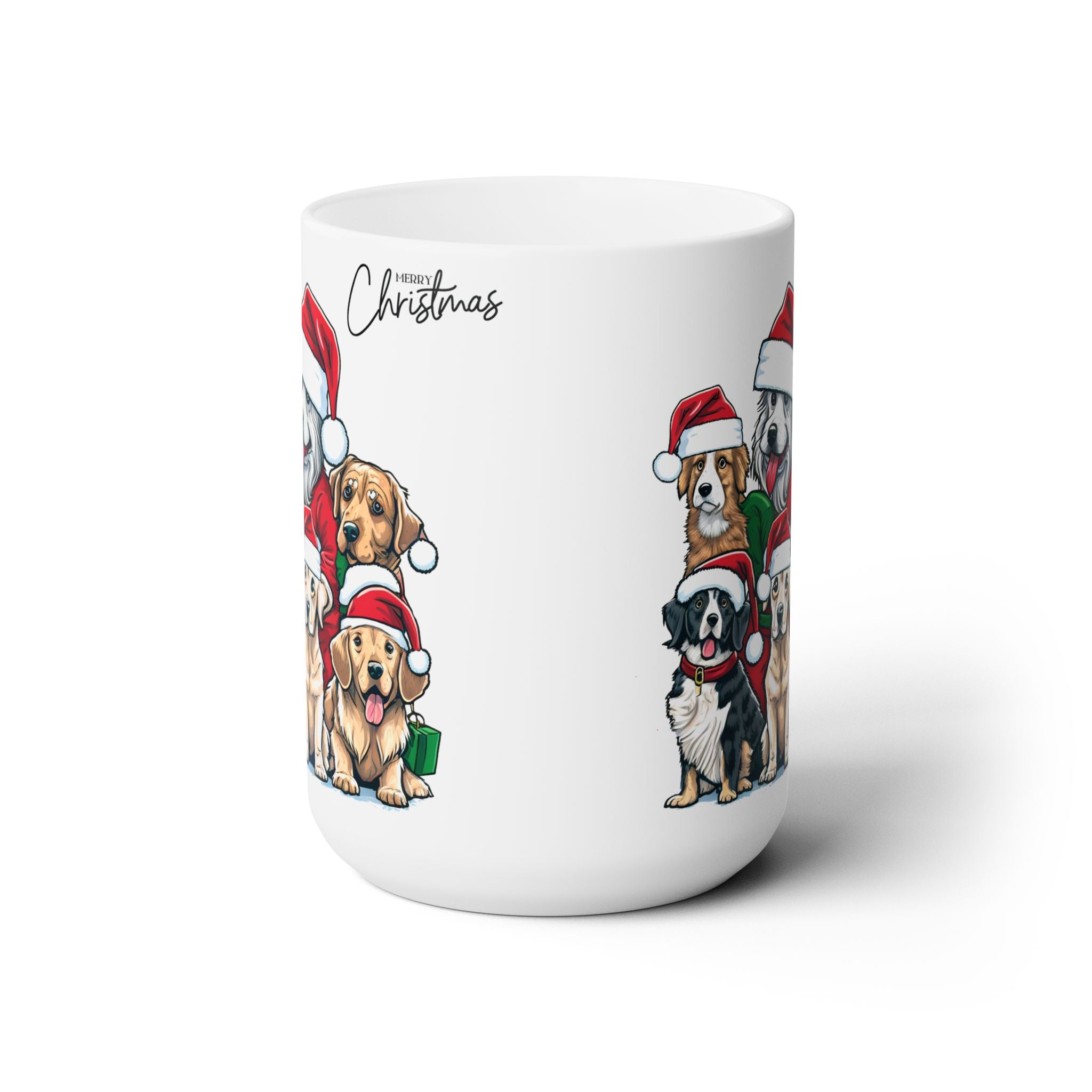 Christmas Mug Dogs Unique Best Gift White Ceramic Mug Merry Christmas Cup 15oz