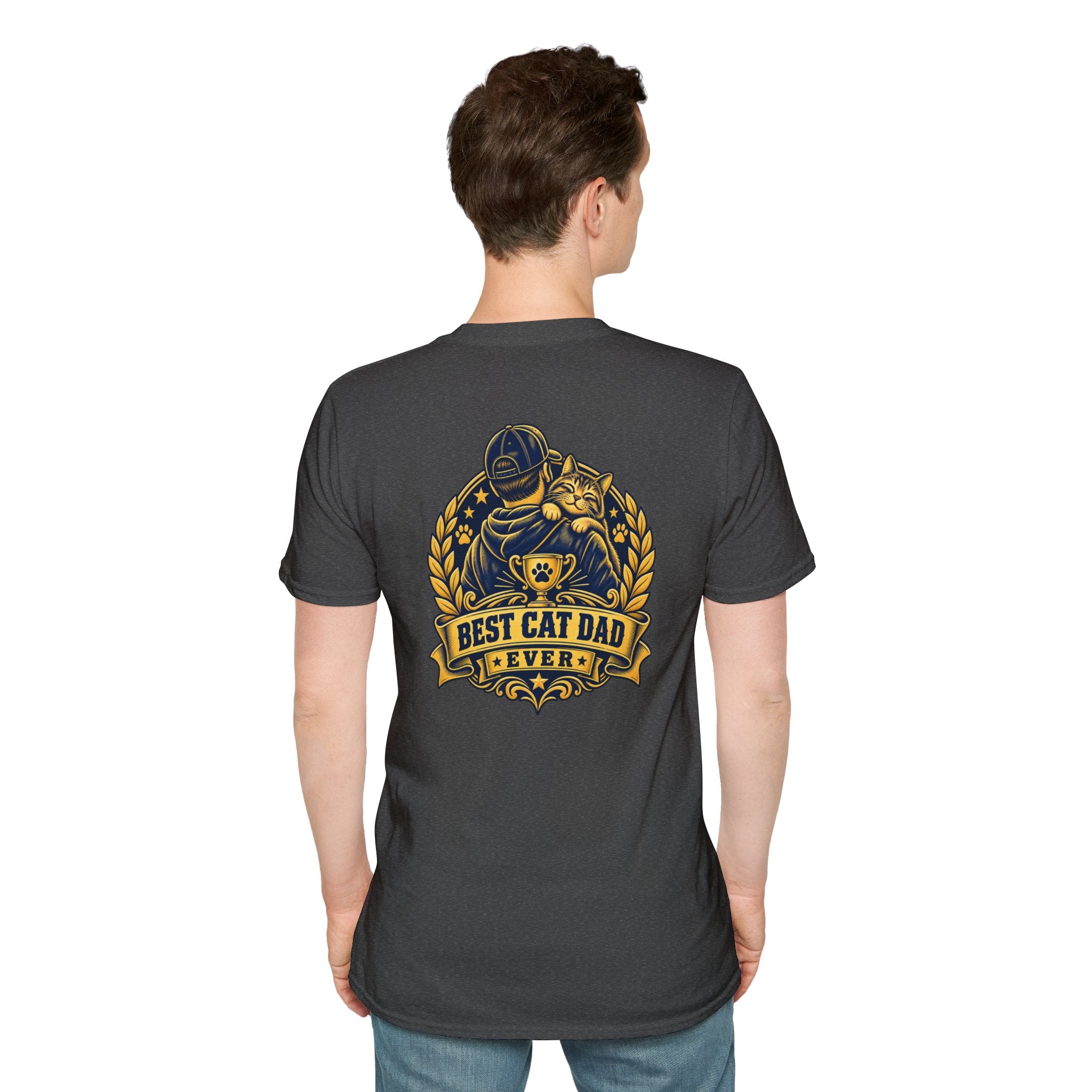 Best Cat Dad Ever Shirt Vintage Trophy Badge Cat Lover Graphic Tee Dark Humor Tee Unique Gift Funny Tshirt