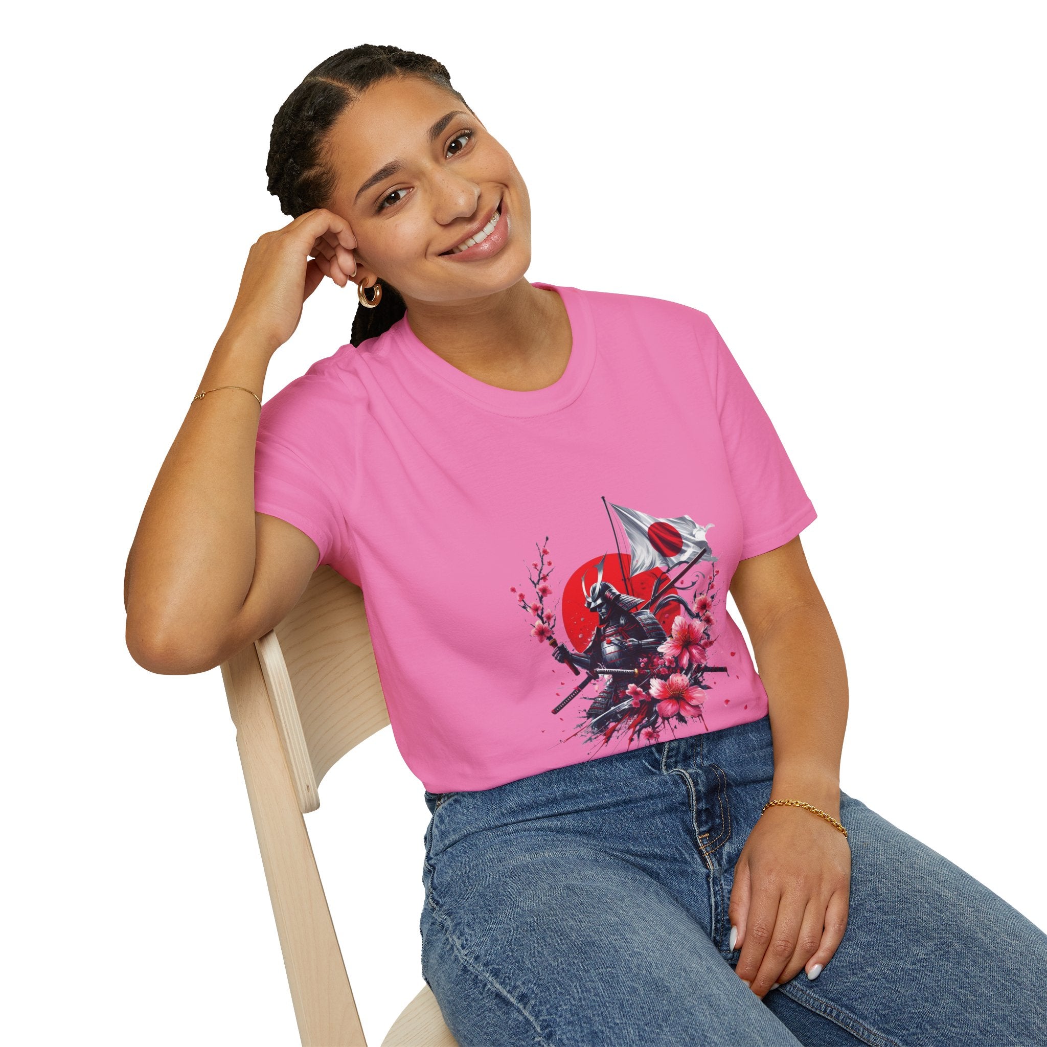 Japan Unisex Softstyle T-Shirt Japanese Art Sakura Samurai Cotton Gift Unique