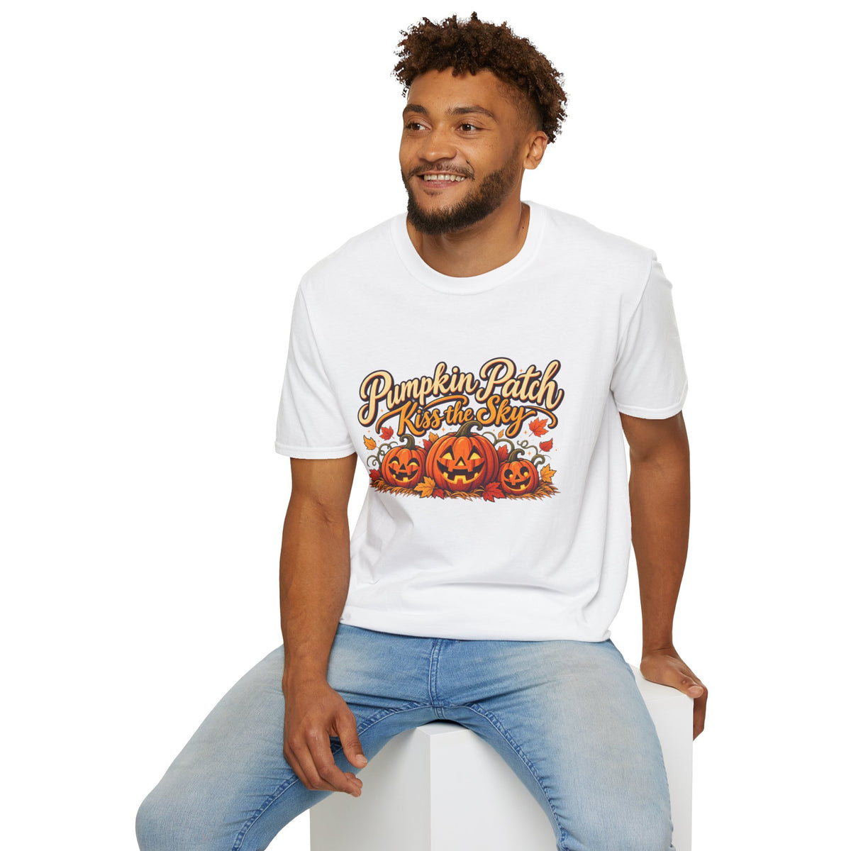 Pumpkin Patch Kiss the Sky Shirt | Cute Fall Jack-O'-Lantern Graphic Tee | Womens Halloween T-Shirt