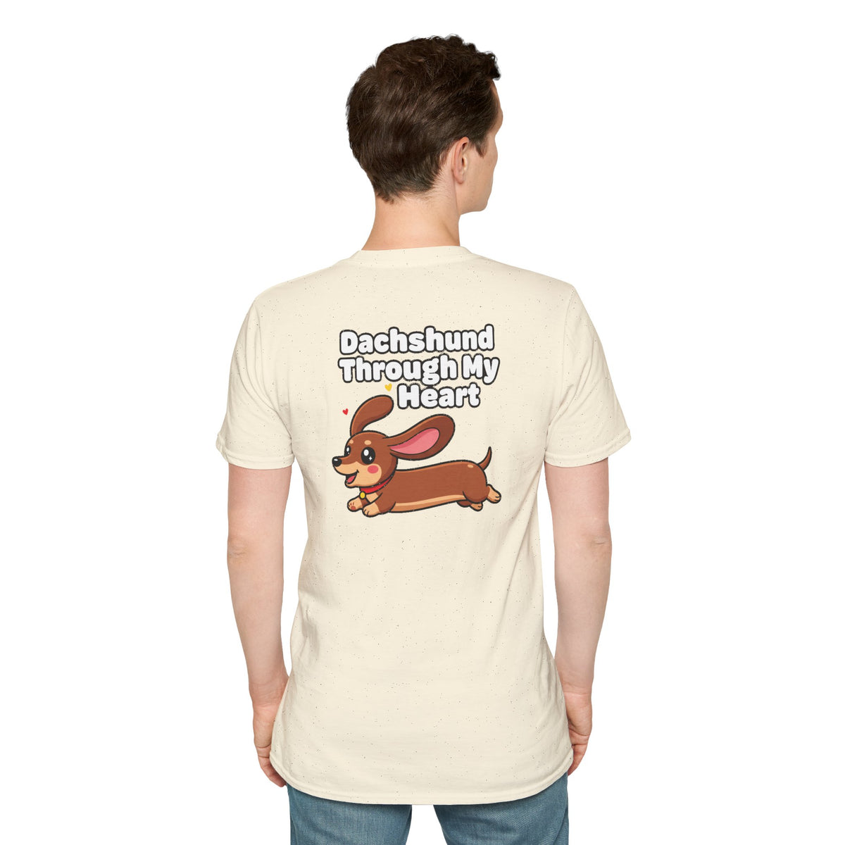 Cute Dachshund Shirt Dachshund Through My Heart Funny Dog Lover Unisex Softstyle Tee Gift