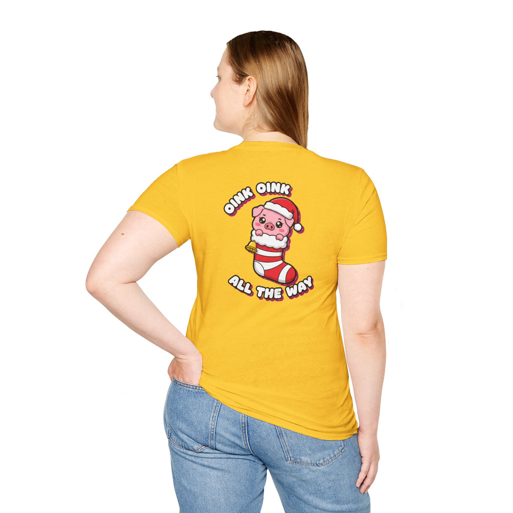Cute Christmas Shirt Oink Oink All The Way Funny Animal Unisex Softstyle Tee Christmas Gift
