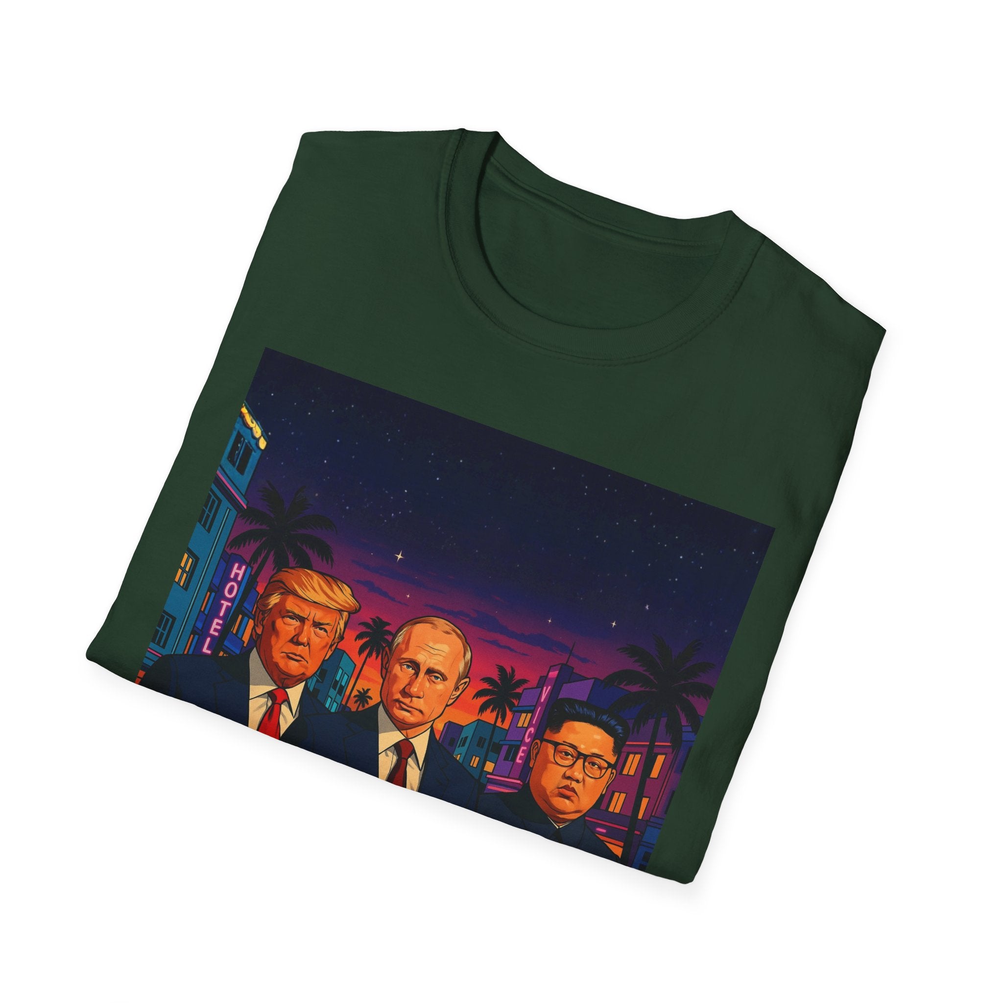 Funny Donald Trump Kim Putin in Miami T-Shirt Unique Unisex Softstyle Gift New