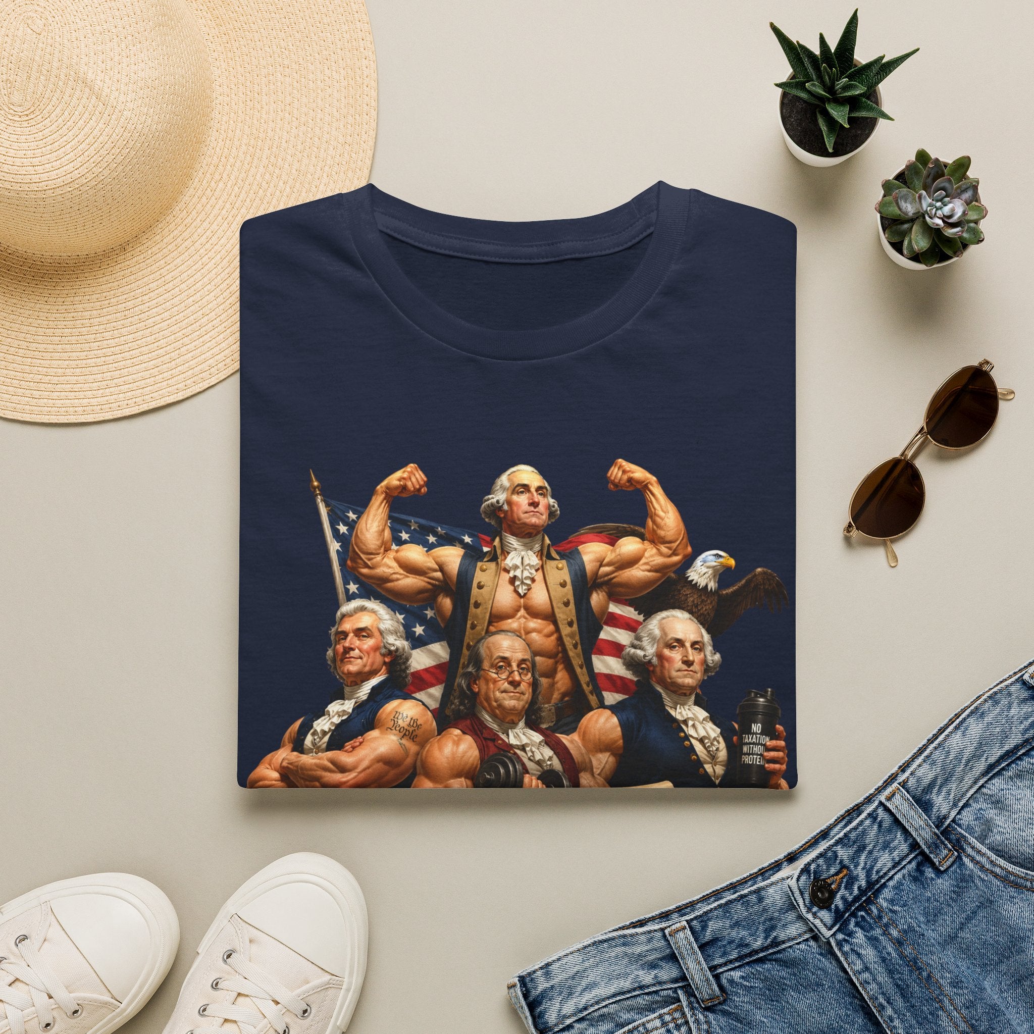 Funny USA Unisex Softstyle T-Shirt Giant Declaration Receipt Funny Patriotic T-Shirt United States of America Benjamin Franklin George Washington Tshirt