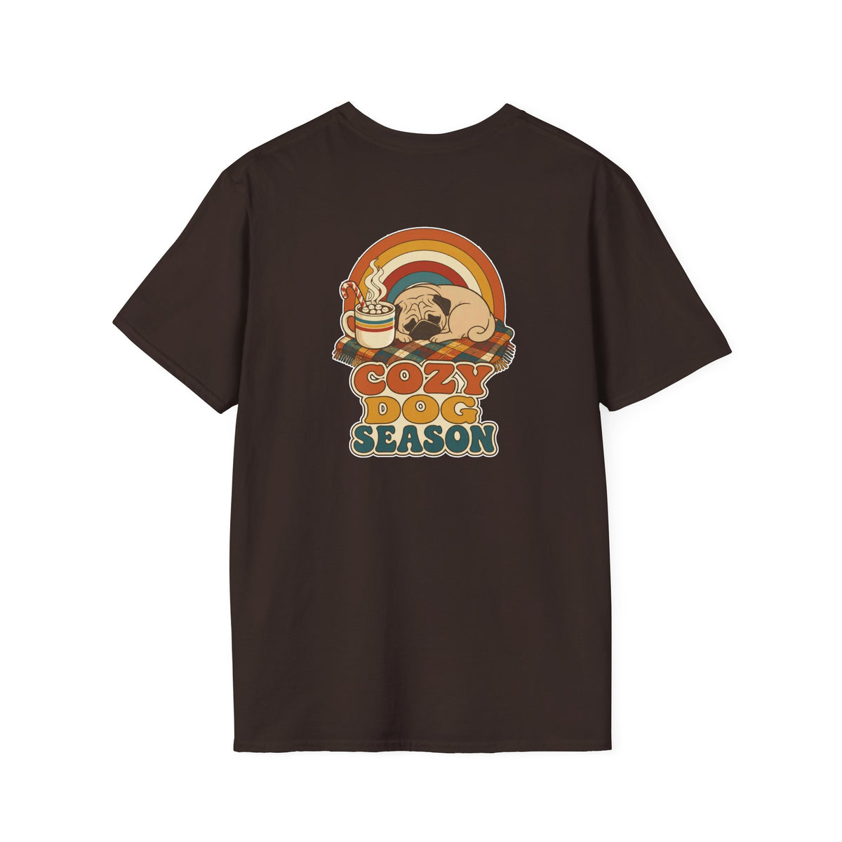 Retro Christmas Dog T-Shirt Cozy Dog Season Vintage Dog Lover Shirt Unisex Softstyle Tee Christmas Gift