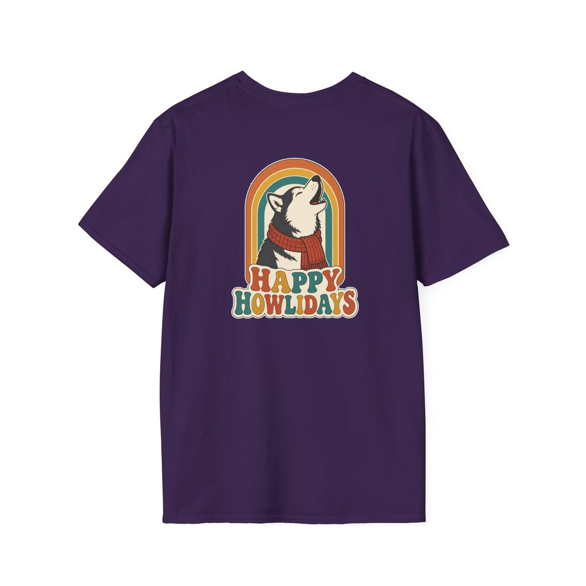 Retro Christmas Dog T-Shirt Happy Howlidays Vintage Dog Lover Shirt Unisex Softstyle Tee Christmas Gift