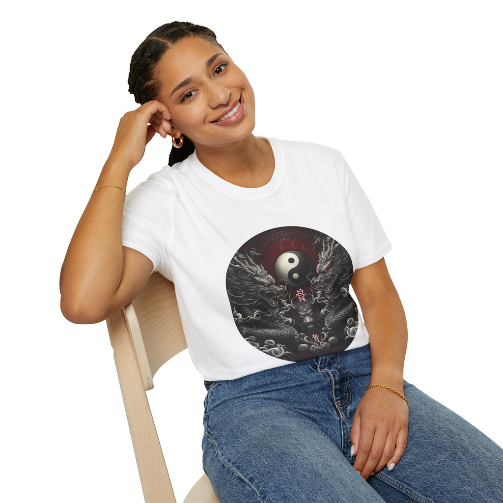 Dragon T-shirt Men Women Graphic Tee Clothing Apparel Symbol Ying Yang Best Gift