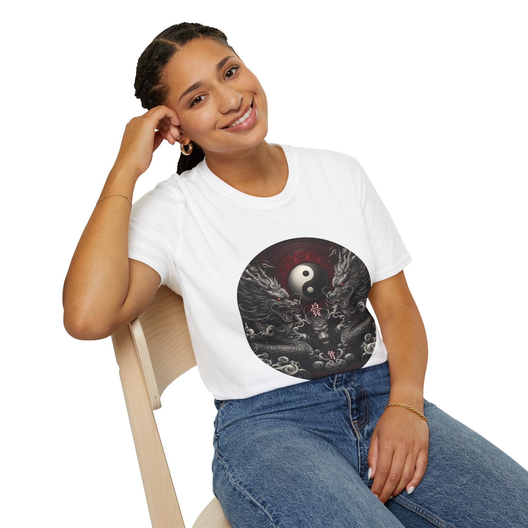 Dragon T-shirt Men Women Graphic Tee Clothing Apparel Symbol Ying Yang Best Gift