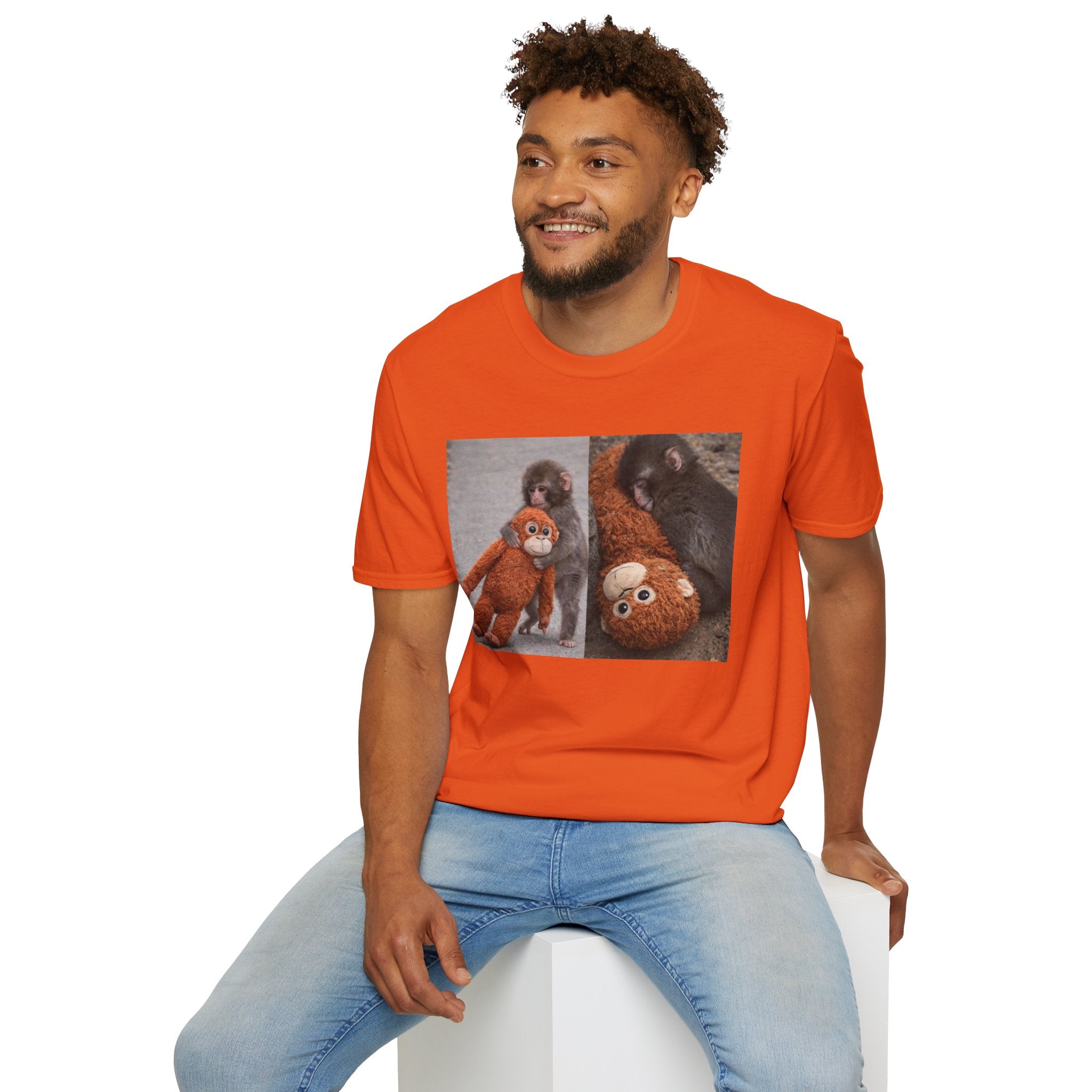 Funny Punch Monkey Viral Animal Tshirt Cute Trendy Unisex Softstyle T-Shirt Gift