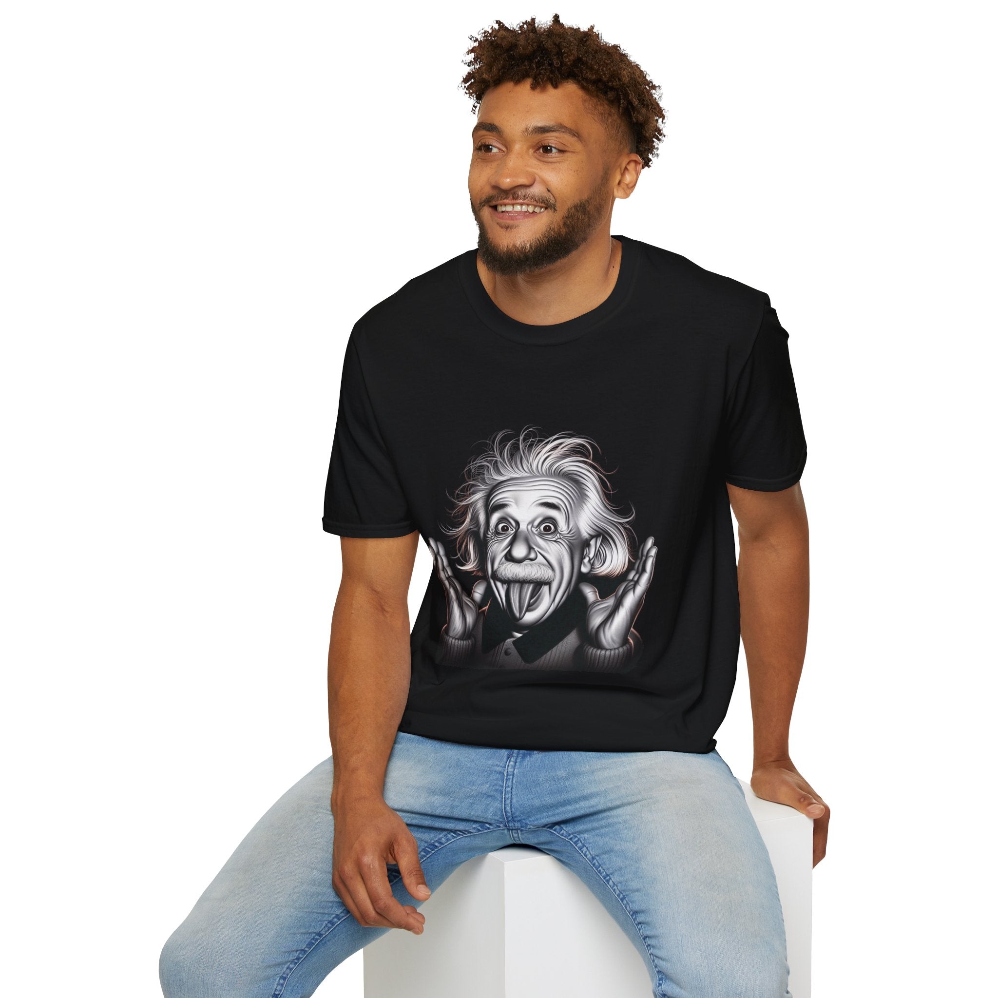 Funny Albert Einstein Print T-Shirt Unisex Softstyle T-Shirt Cotton Unique Gift