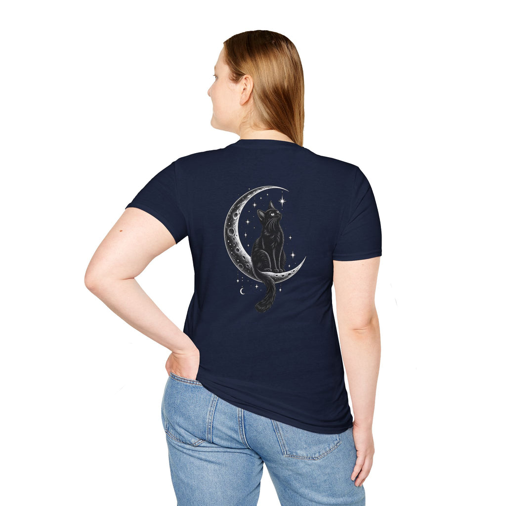 Black Cat Shirt Moon Silhouette Minimalist Funny Cat Lover Graphic Tee Unique Gift Black Cat T shirt
