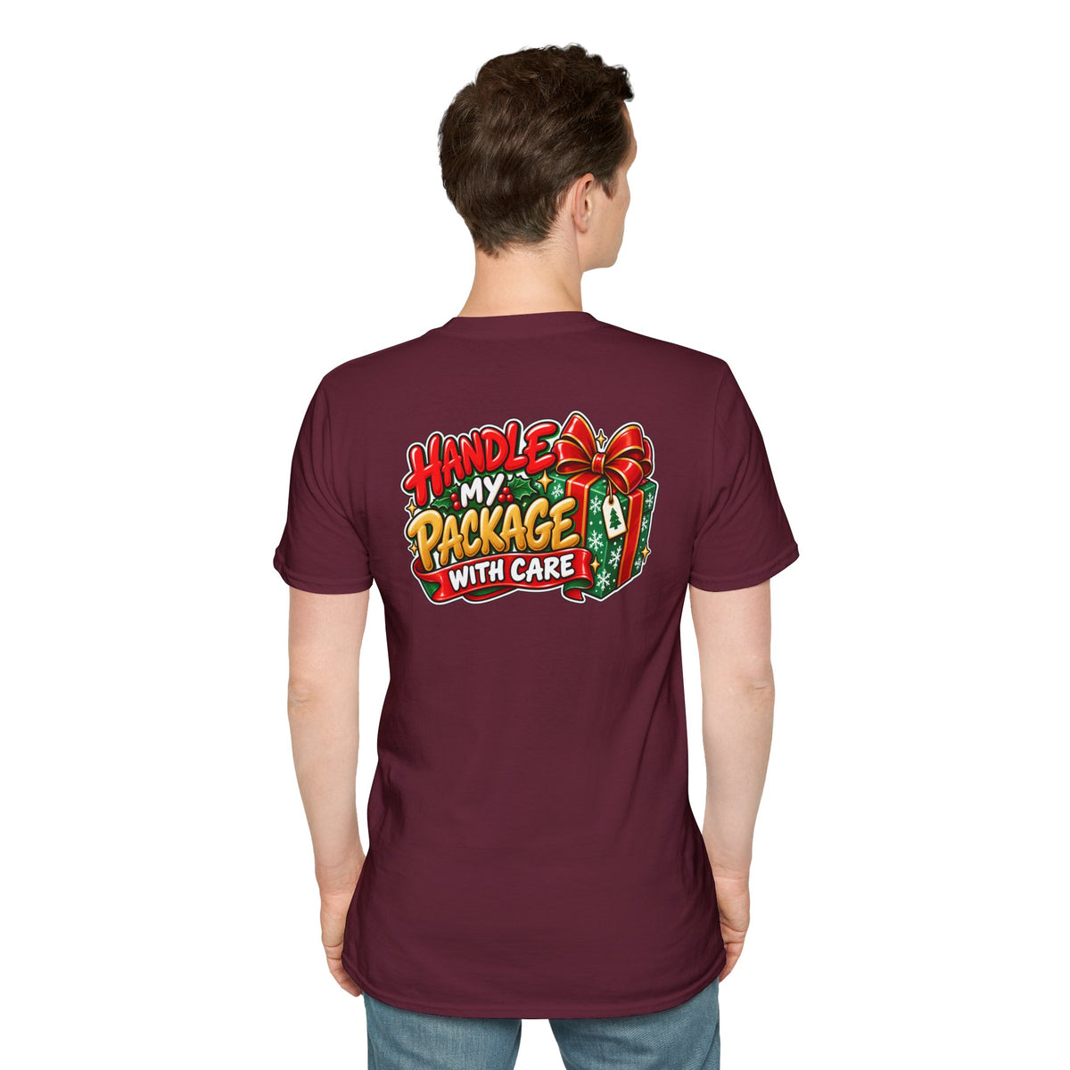 Funny Christmas Pun Tee Cheeky Holiday Shirt Dark Humor Funny Shirt HANDLE MY PACKAGE WITH CARE T-Shirt Unique Gift