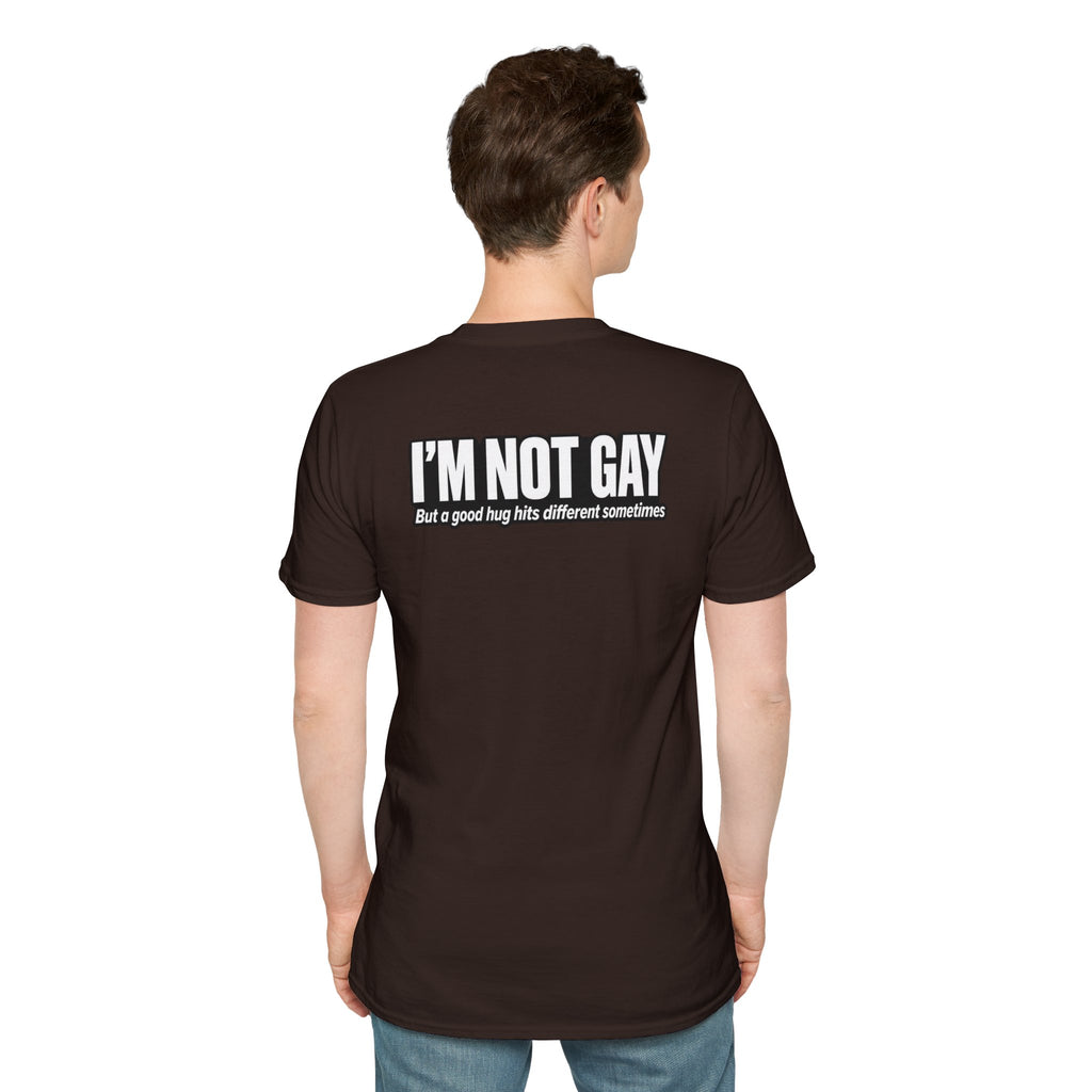 Dark Humor Funny Tshirt I'm not Gay but a Hug huts different Tee Unique Gift Unisex Softsyle Shirt
