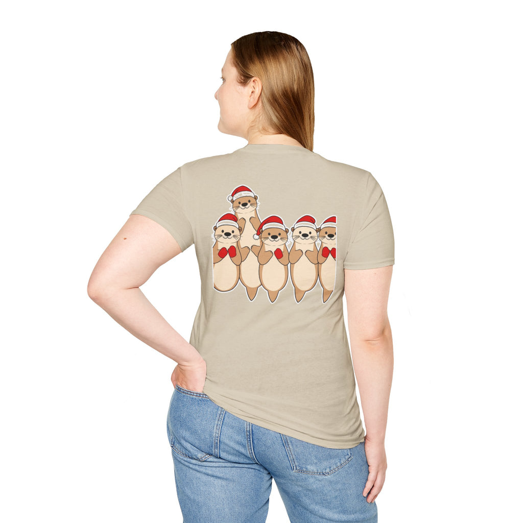 Christmas Otters Family T-Shirt | Cute Cartoon Holiday Design Unique Shirt Gift
