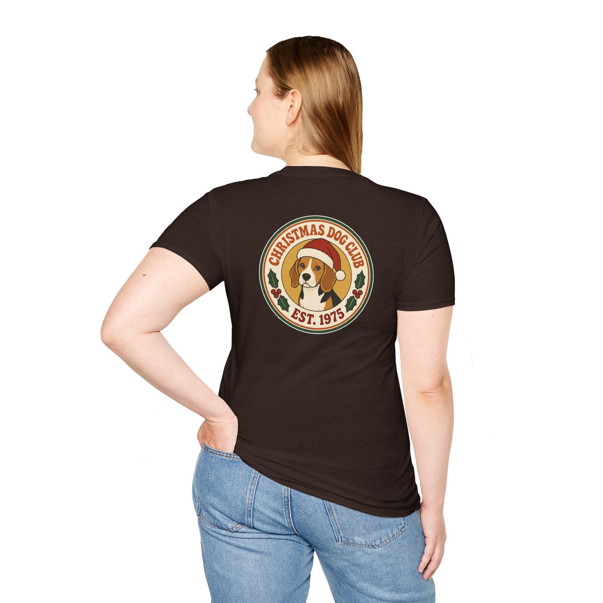 Retro Christmas Dog T-Shirt Christmas Dog Club Vintage Dog Lover Shirt Unisex Softstyle Tee Christmas Gift