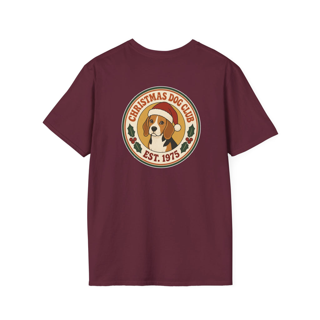 Retro Christmas Dog T-Shirt Christmas Dog Club Vintage Dog Lover Shirt Unisex Softstyle Tee Christmas Gift