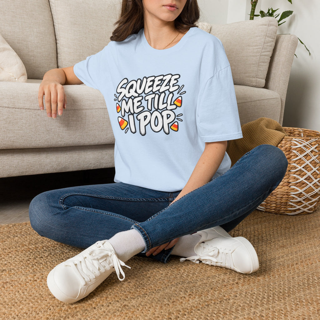 Funny Halloween Shirt Squeeze Me Till I Pop Candy Corn Novelty Tee Graphic T-Shirt