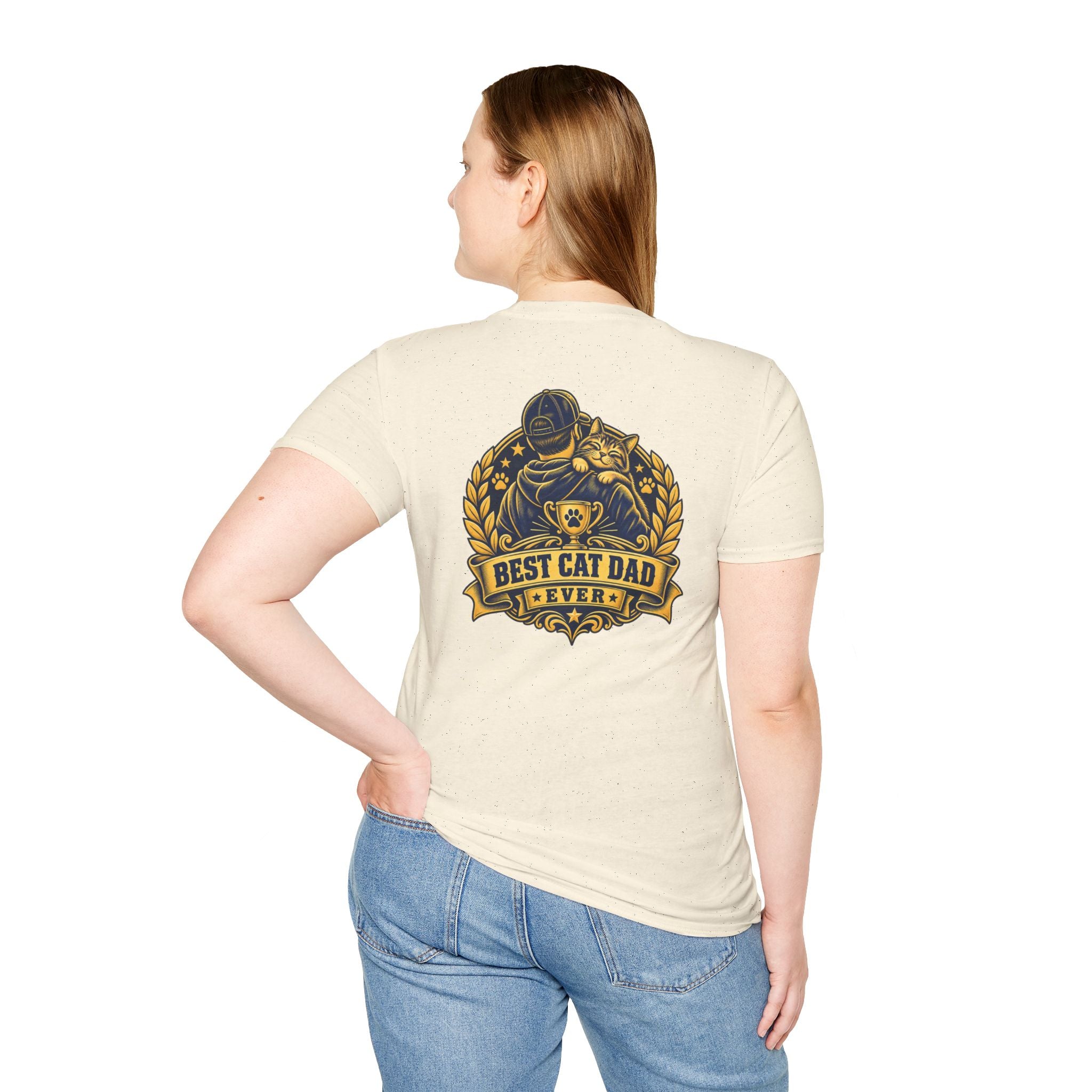 Best Cat Dad Ever Shirt Vintage Trophy Badge Cat Lover Graphic Tee Dark Humor Tee Unique Gift Funny Tshirt